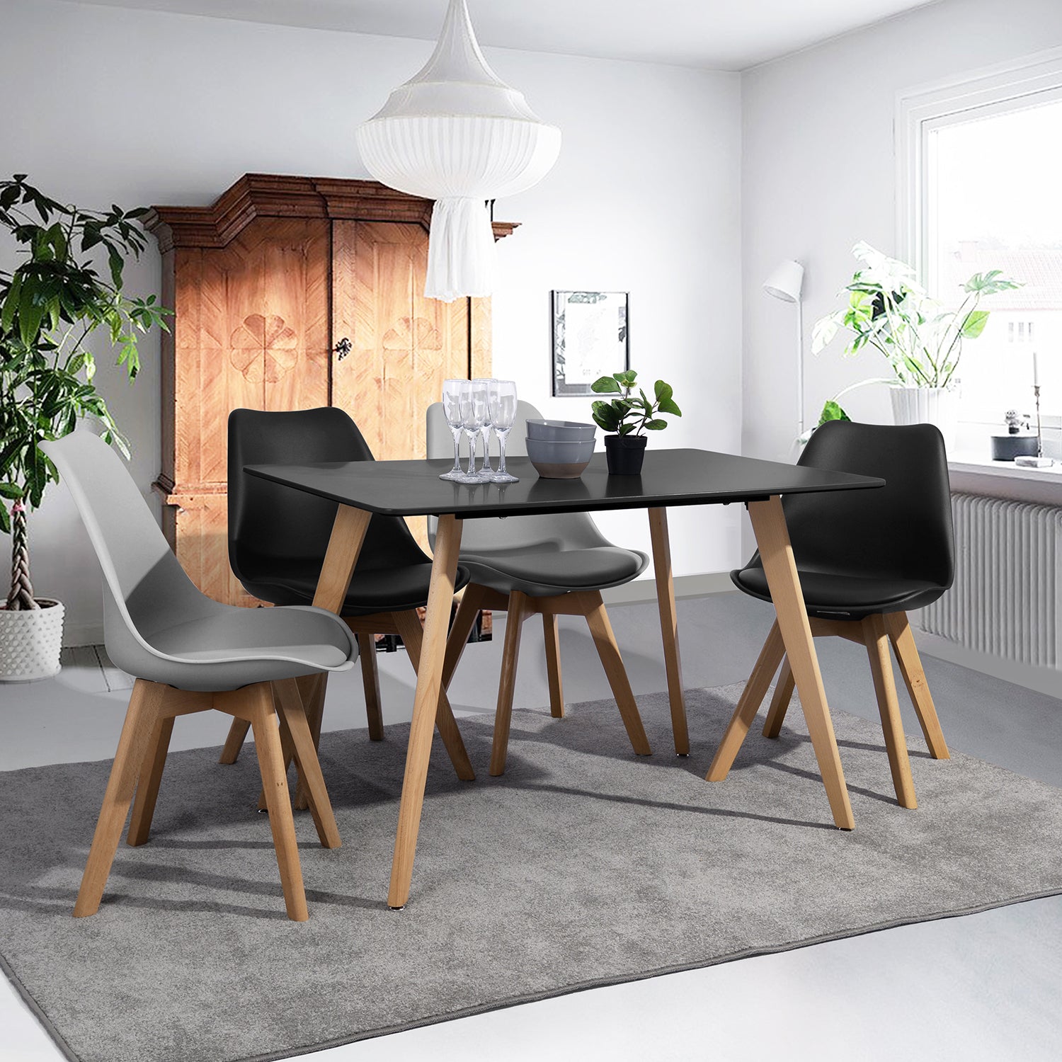 Homy Casa ROOKIE SQUARE LEG 110 BLACK A "43.3" Dining Table for Home and Workspace