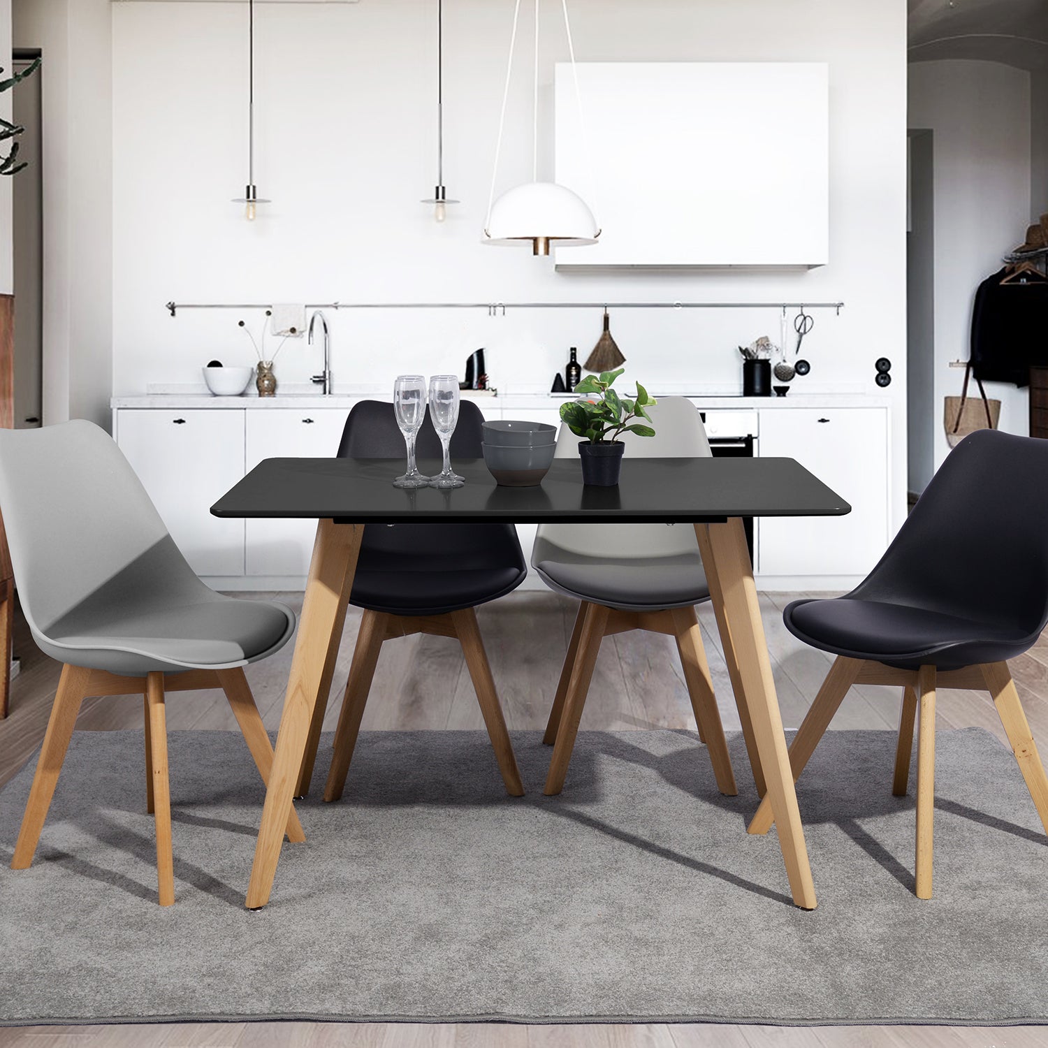 Homy Casa ROOKIE SQUARE LEG 110 BLACK A "43.3" Dining Table for Home and Workspace