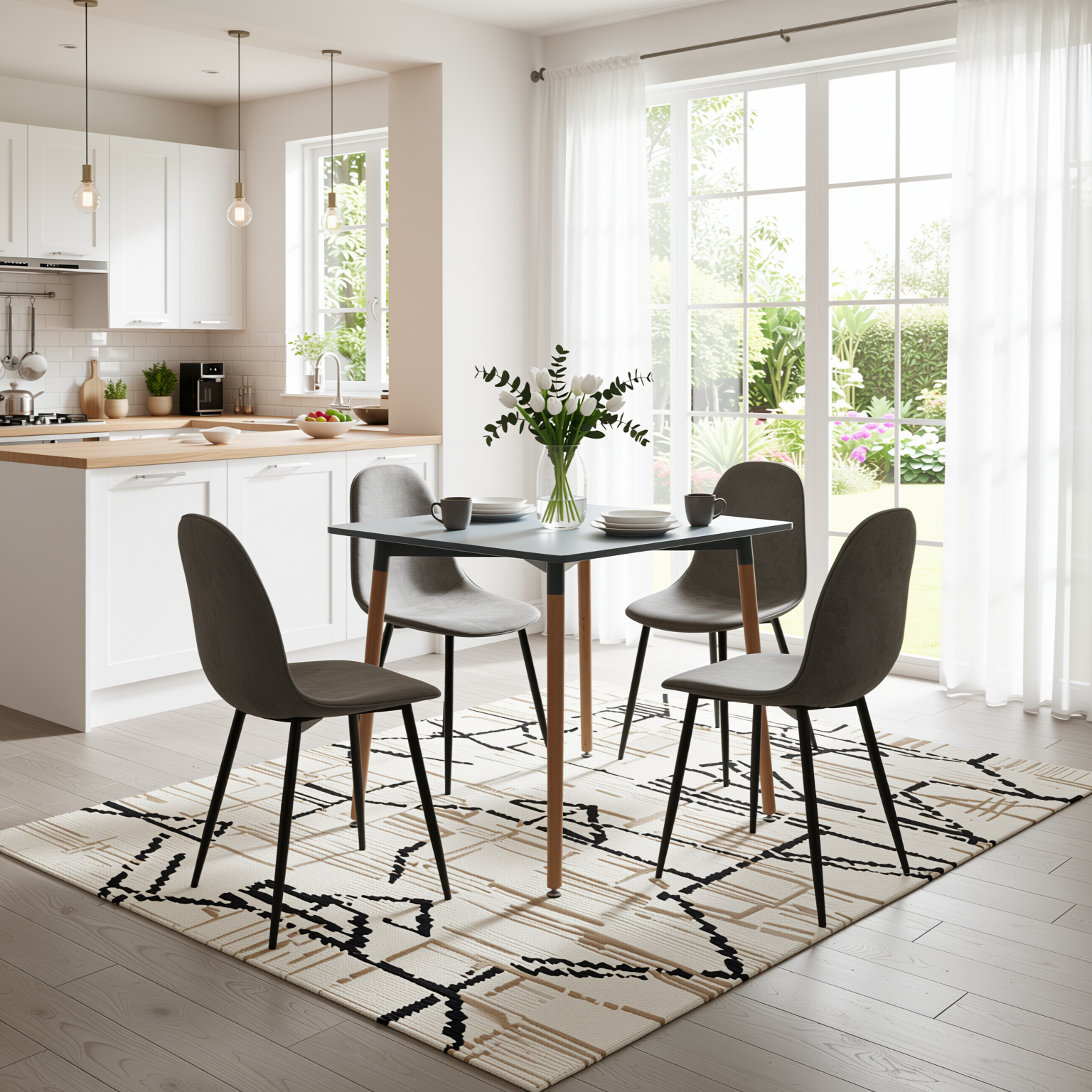 Rookie 5 Piece Dining Table Set with 4 Charlton Upholstered Chairs