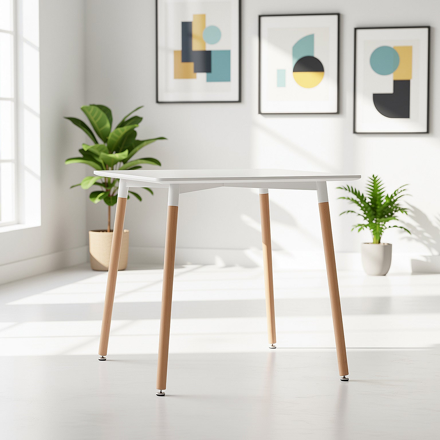Rookie modern dining table - available in black, white, or grey with rubberwood legs