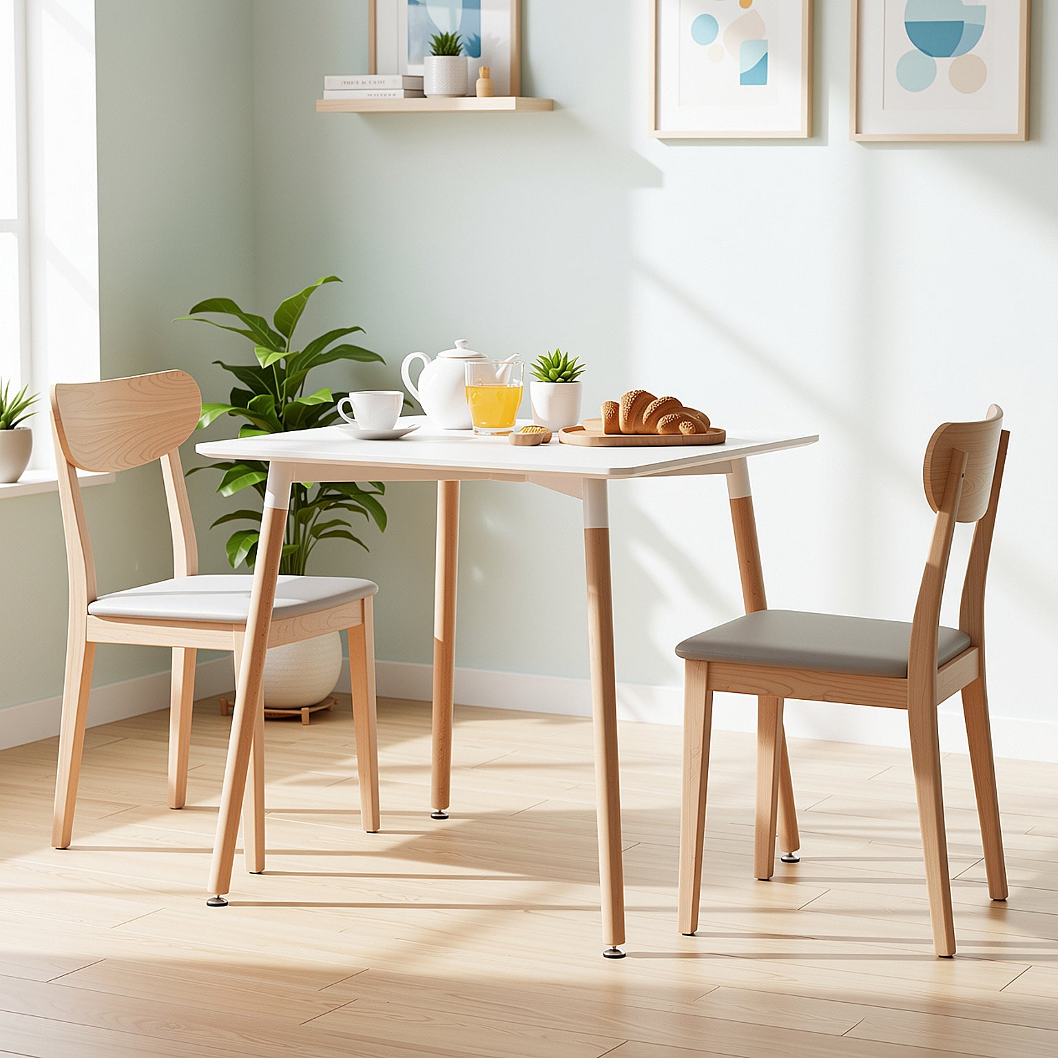 Rookie modern dining table - available in black, white, or grey with rubberwood legs