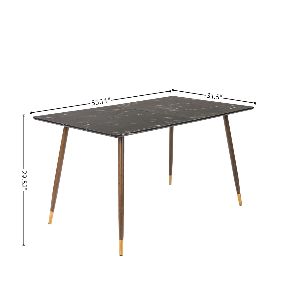 Homy Casa ROSA+SCARGILL 5-Piece Dining Set 55.1" Black Marble Dining Table with 4 Scargill Grey Chairs