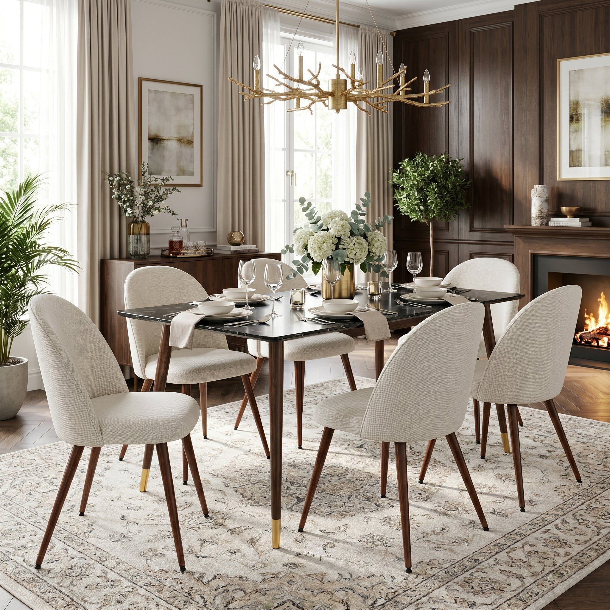Haven High Back Upholsted Dining Chairs Set of 6