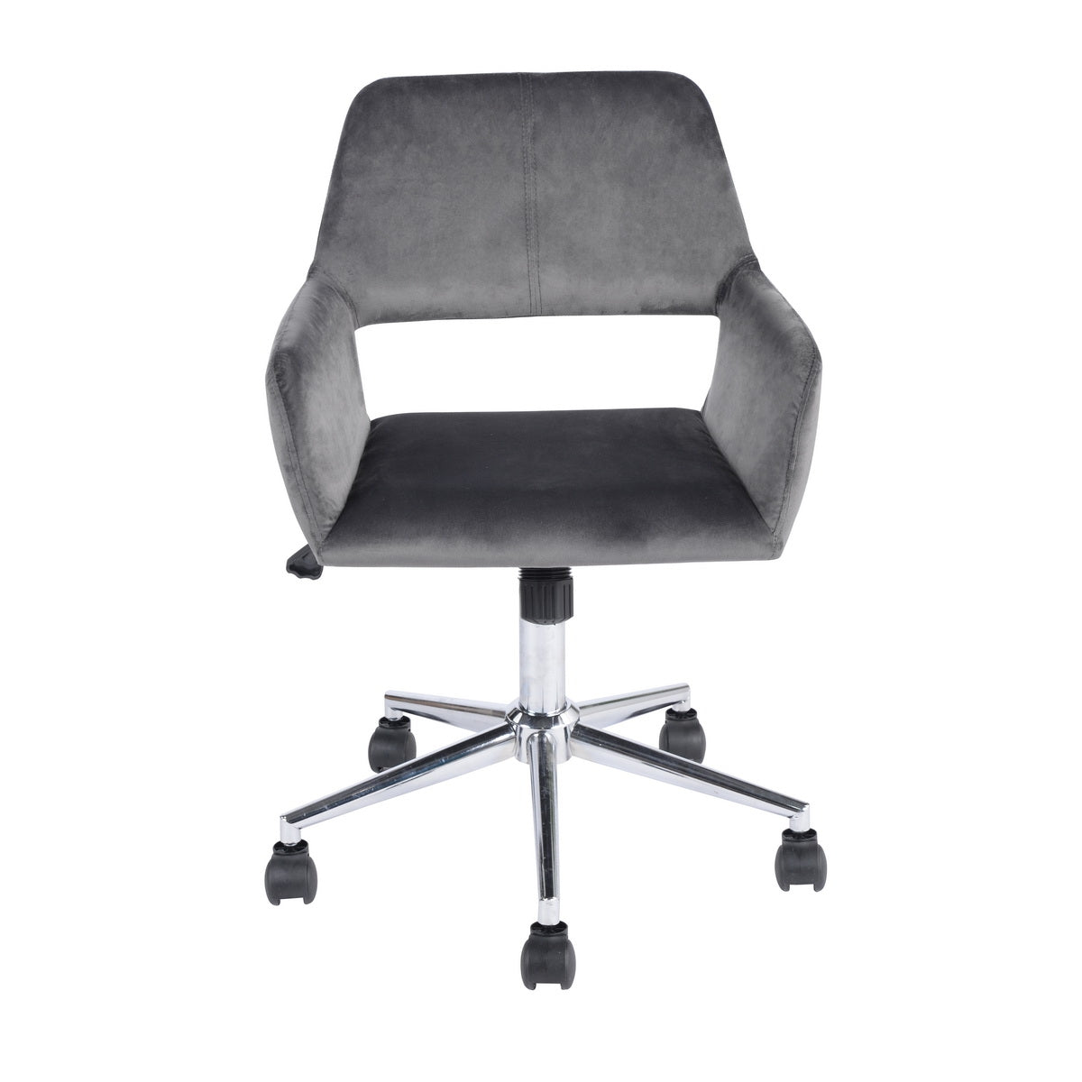 Homy Casa ROSS Swivel Velvet Upholstered Office Chair with Metal Legs in Grey, Open Box
