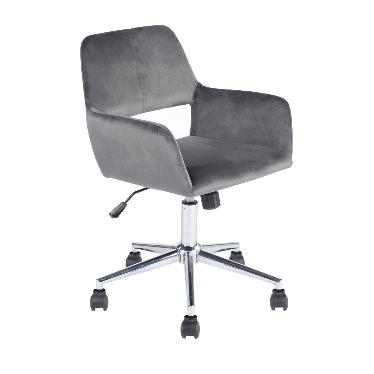 Homy Casa ROSS Swivel Velvet Upholstered Office Chair with Metal Legs in Grey, Open Box