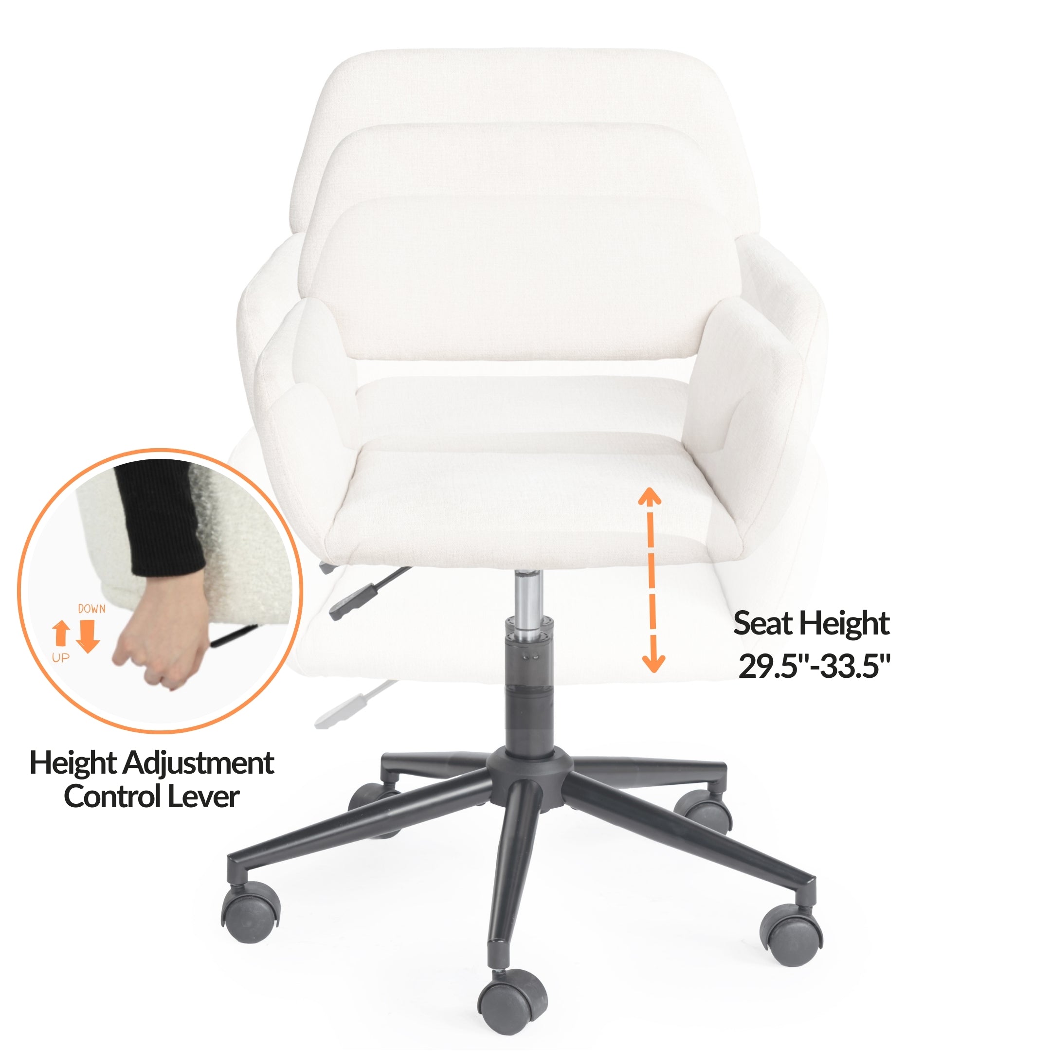 Homy Casa TTULIP+ROSS 2PC Office Furniture Set with Computer Desk and ROSS Beige Chenille Office Chair in Sonoma Oak and Black Open Box
