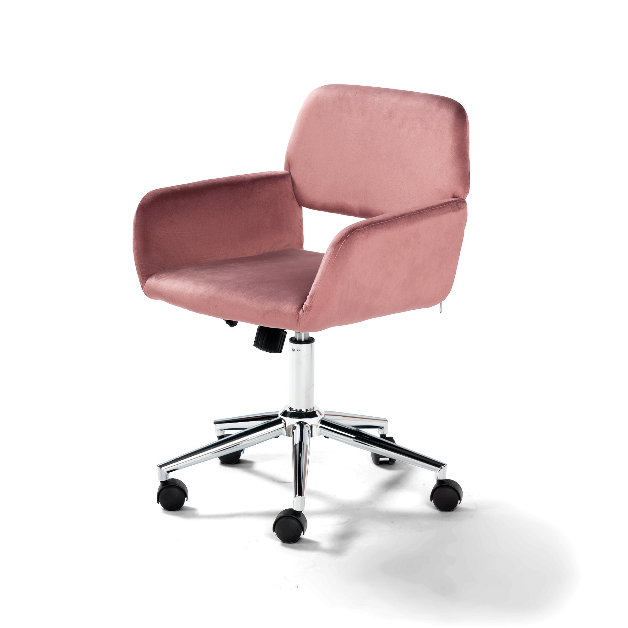 Homy Casa Ross Velvet Pink Swivel Desk Chair with Arms