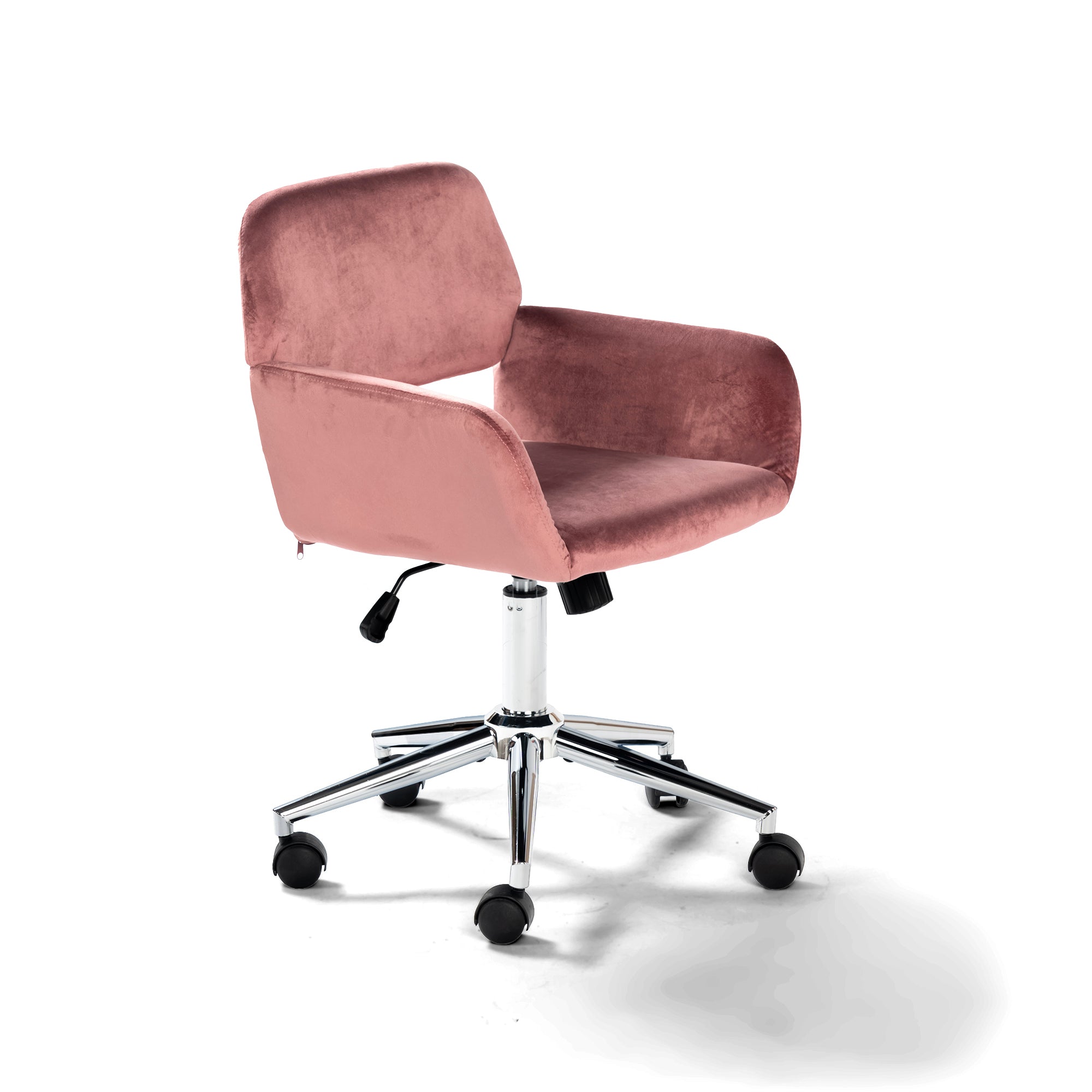 Homy Casa Ross Velvet Pink Swivel Desk Chair with Arms