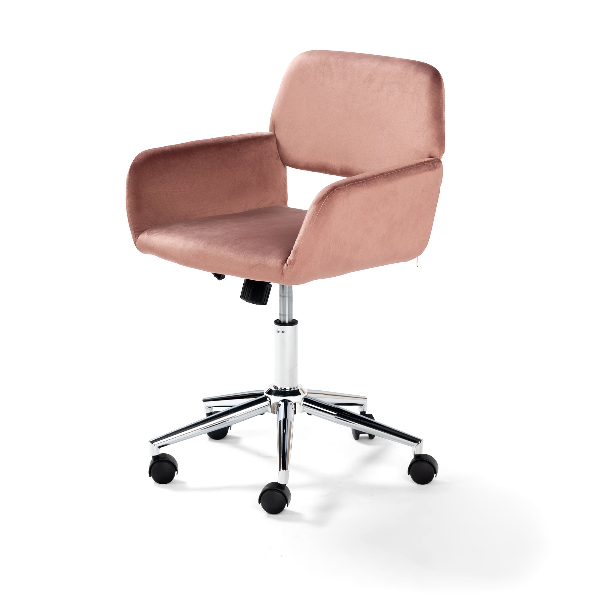 Homy Casa Ross Velvet Pink Swivel Desk Chair with Arms