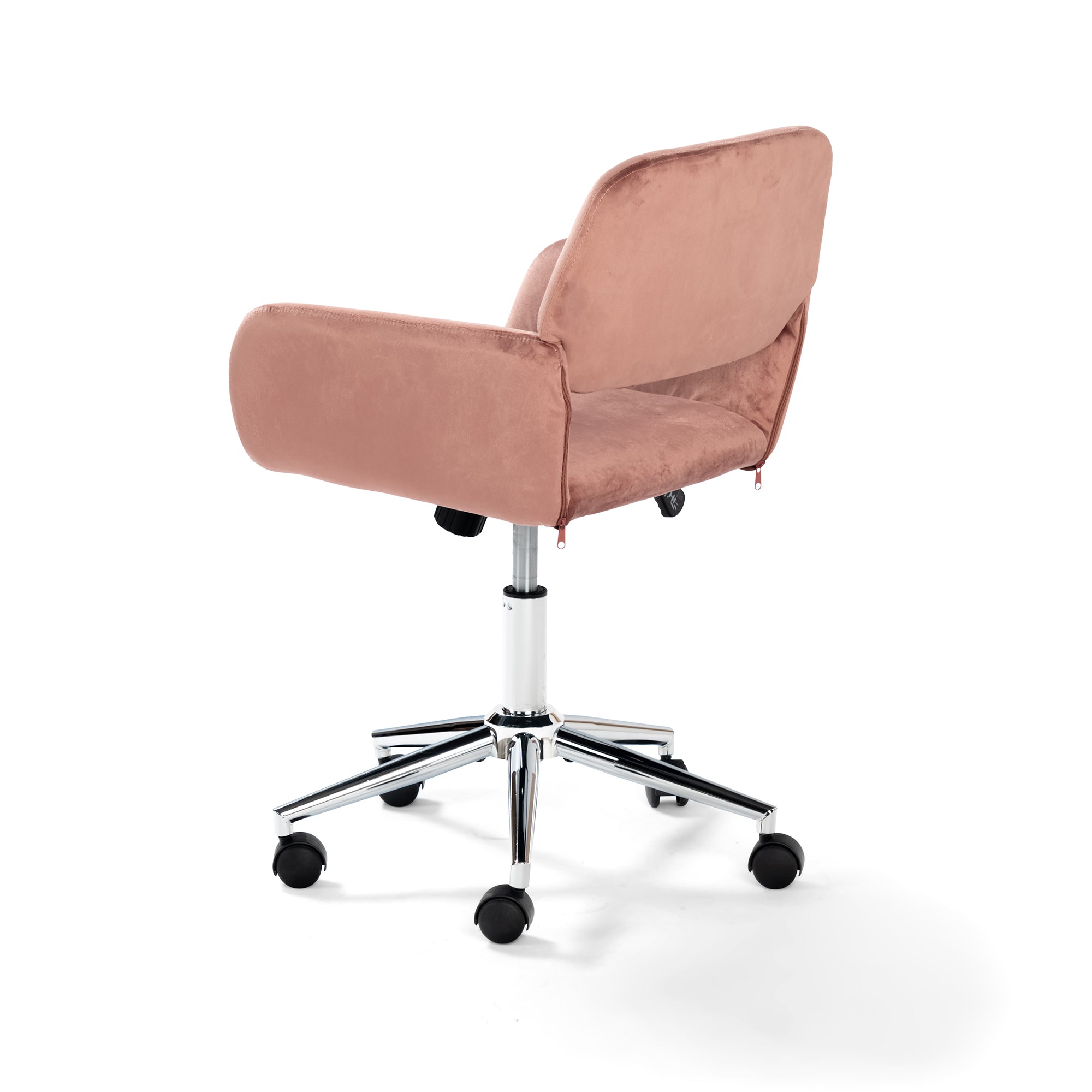 Homy Casa Ross Velvet Swivel Desk Chair with Arms in Dark Rose