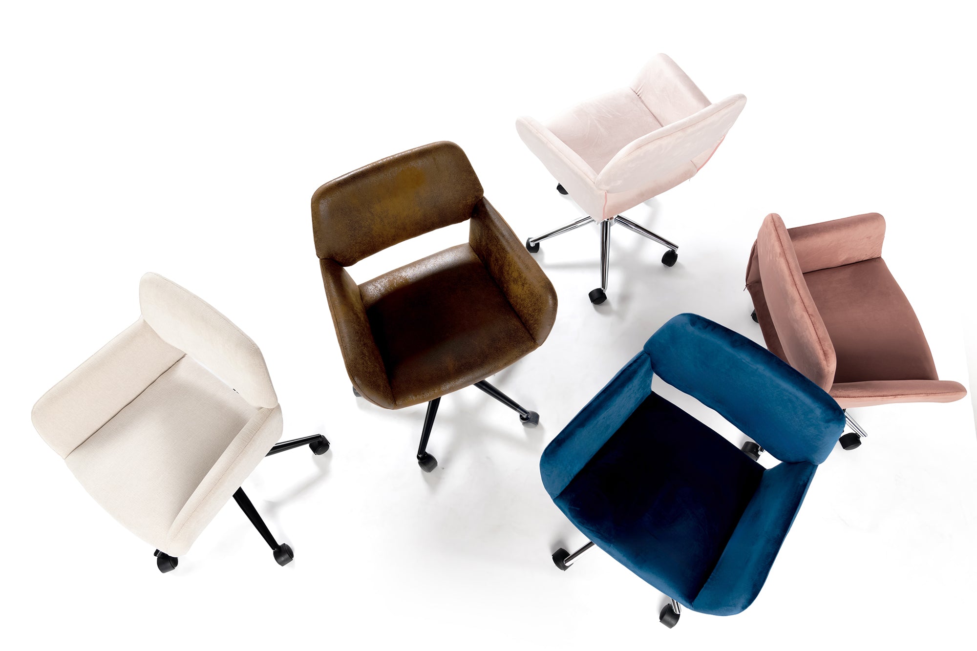 Homy Casa Ross Velvet Swivel Desk Chair with Arms in Dark Rose