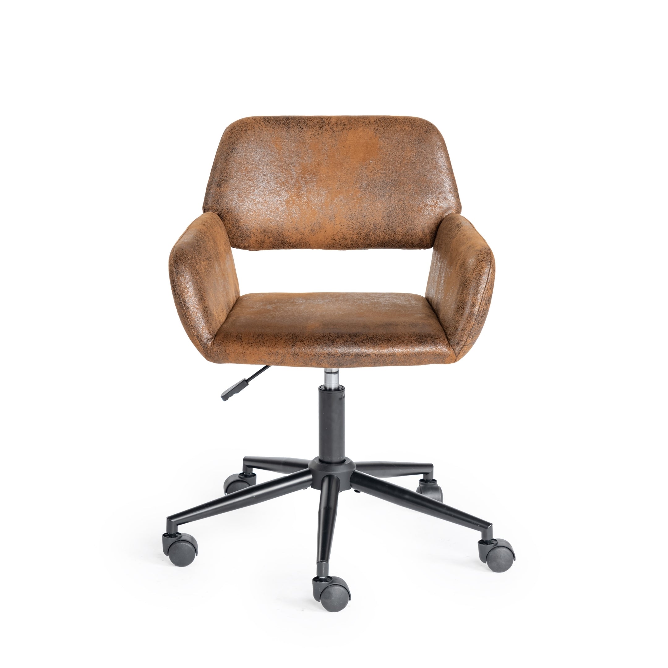 Homy Casa BASELINE+ROSS 2PC Living Room Furniture Set Adjustable Tray Table with Faux Suede Office Chair in Black & Brown Open Box