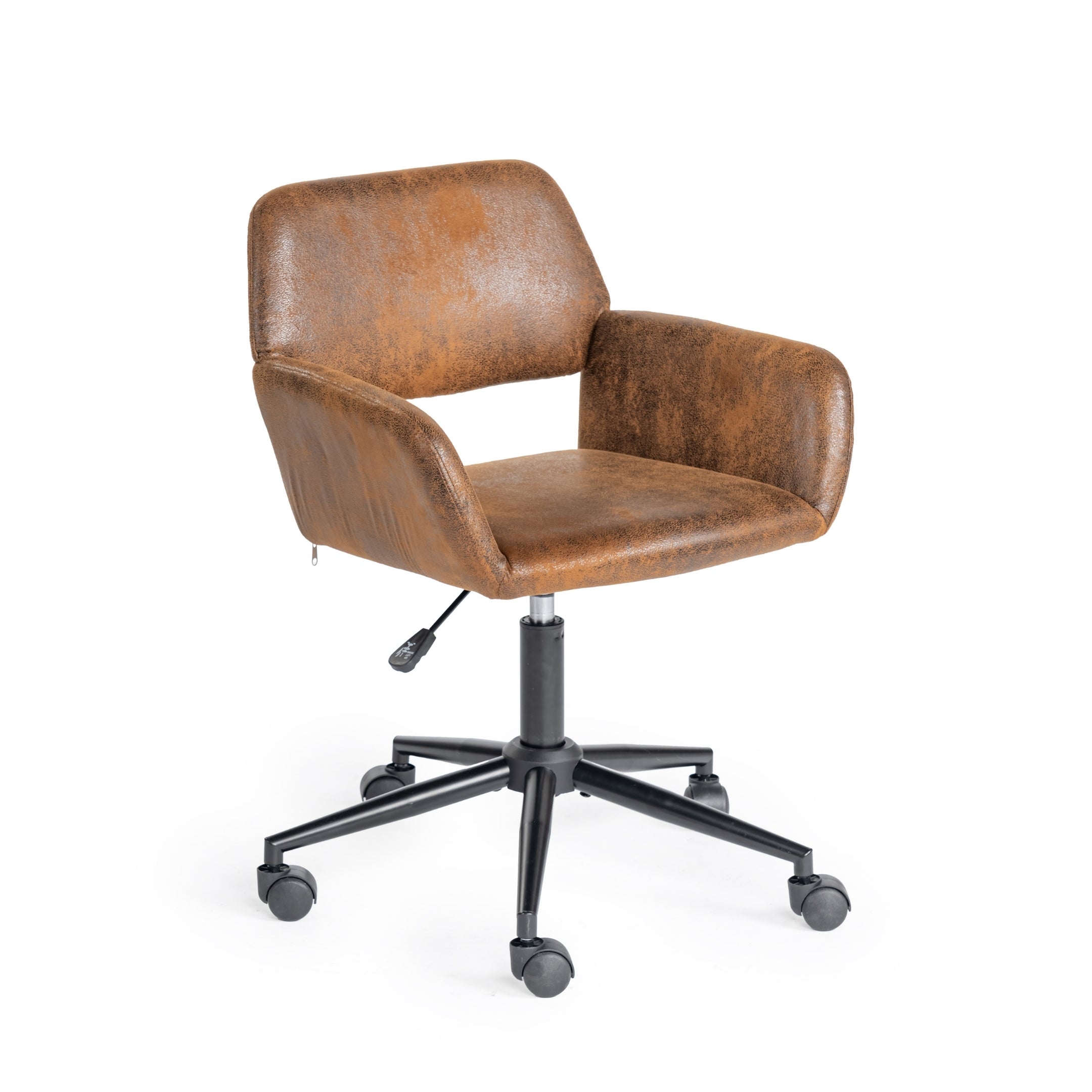 Homy Casa BASELINE+ROSS 2PC Living Room Furniture Set Adjustable Tray Table with Faux Suede Office Chair in Black & Brown Open Box