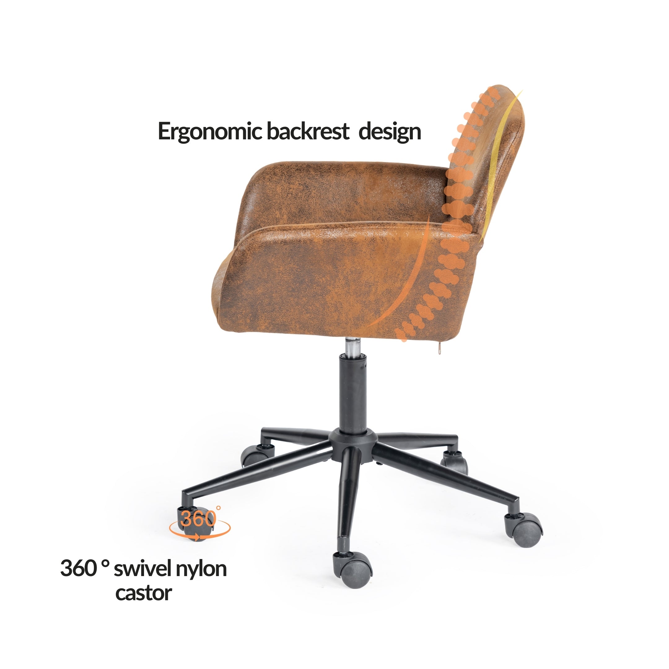 Homy Casa BASELINE+ROSS 2PC Living Room Furniture Set Adjustable Tray Table with Faux Suede Office Chair in Black & Brown Open Box