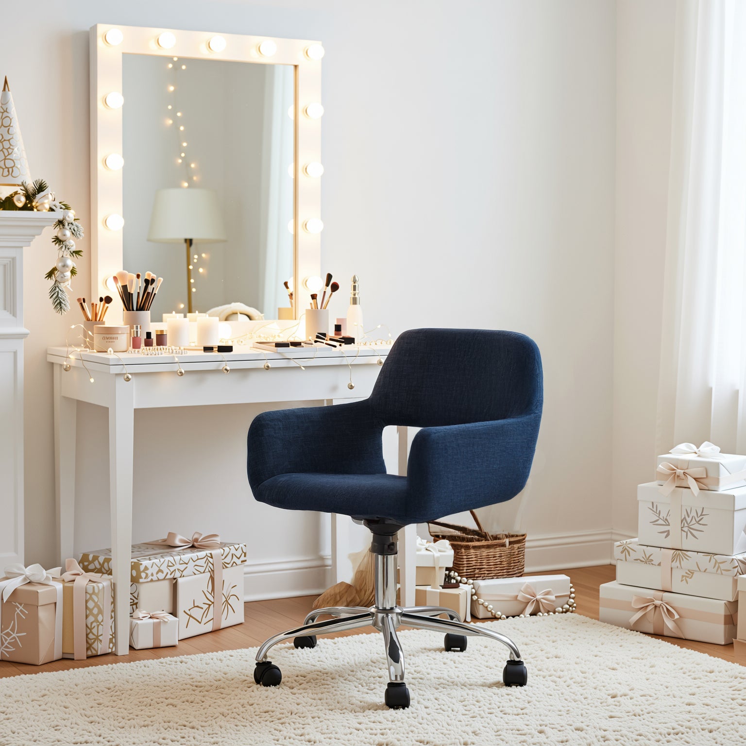 Ross Ergonomic Upholstered Office Chair with Metal Legs