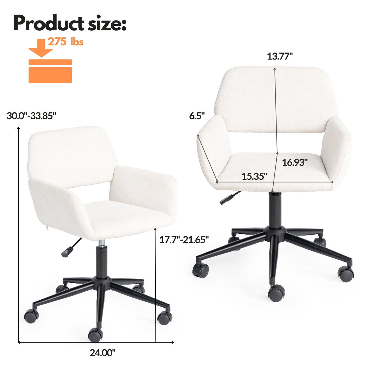 360 Degree Swivel Task Chair with Ergonomic Design, Height Adjustable For Living Room-Homy Casa - HomyCasa