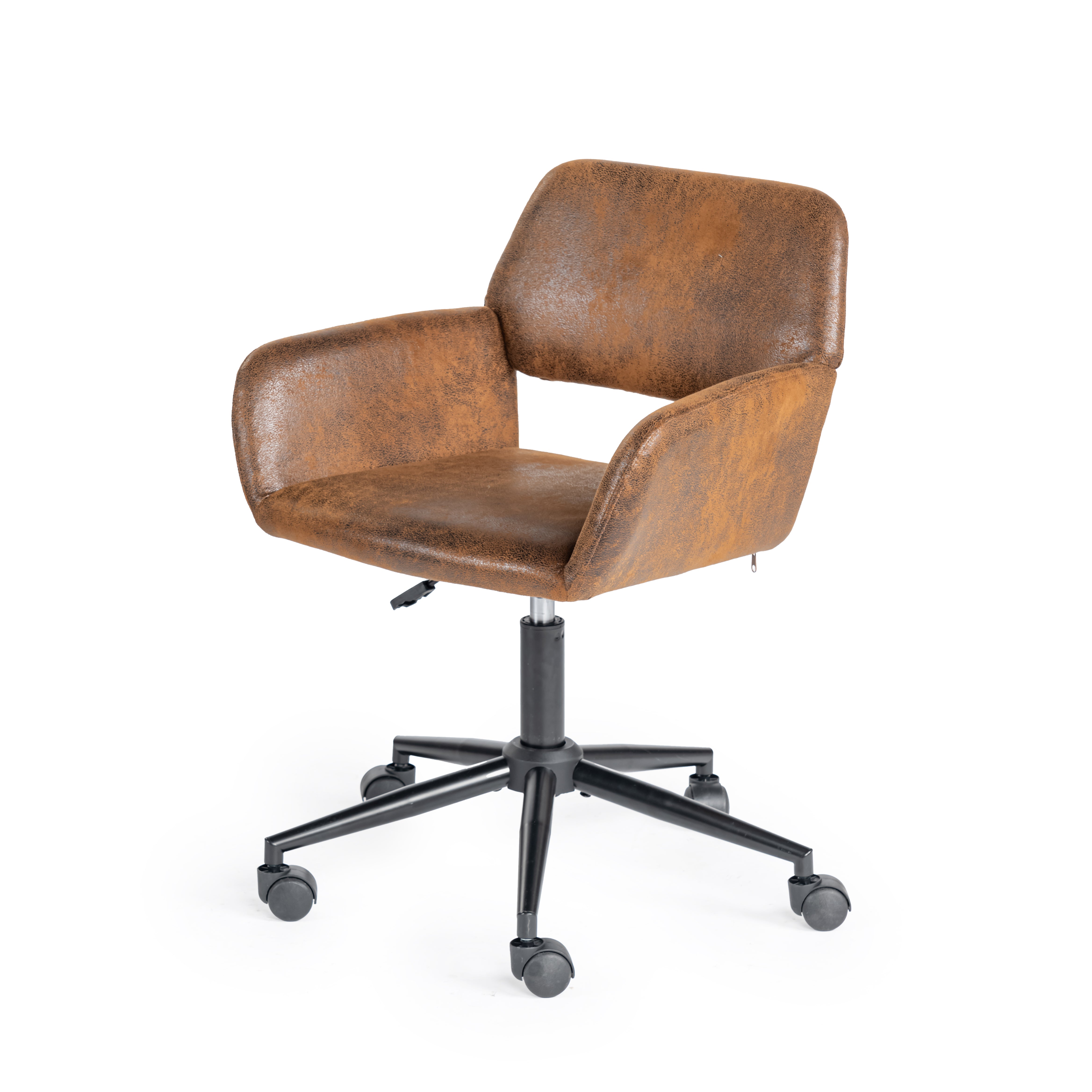 Homy Casa ROSS Suede Brown Black Office Chair, Adjustable Faux Suede Ergonomic Desk Chair Open Box