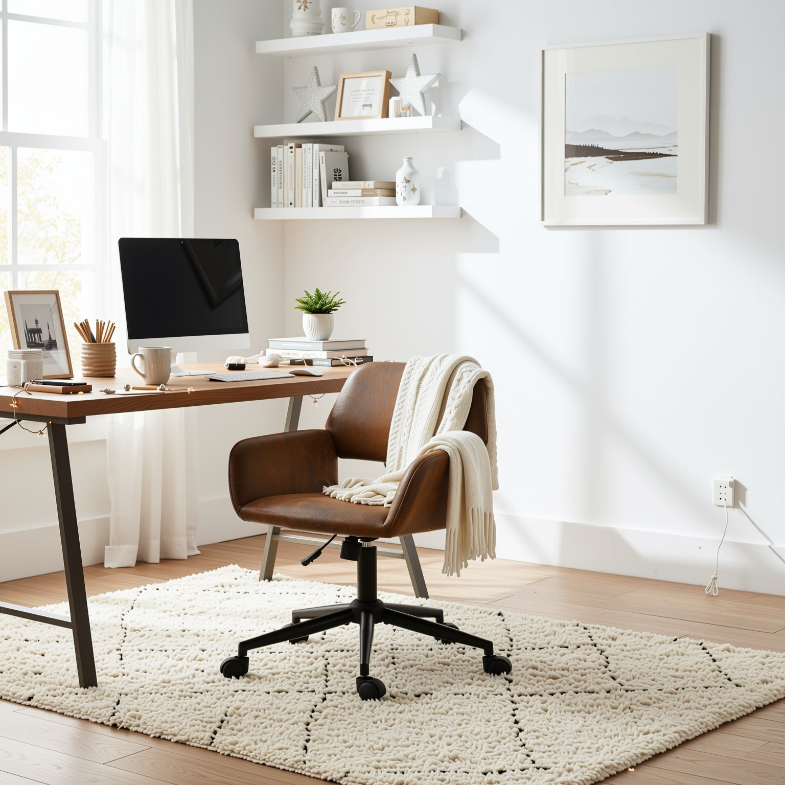 Ross Ergonomic Upholstered Office Chair with Metal Legs