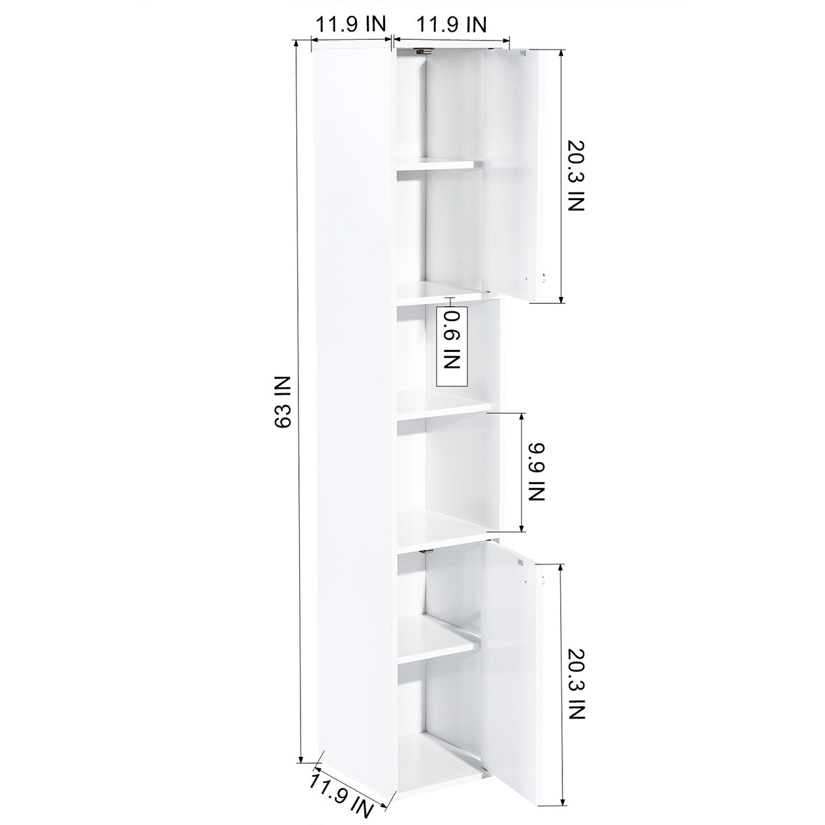 Rozier Tall Narrow Storage Cabinet With Doors and Shelves Space Saving Floor Cabinet for Bathroom Living Room Home Office