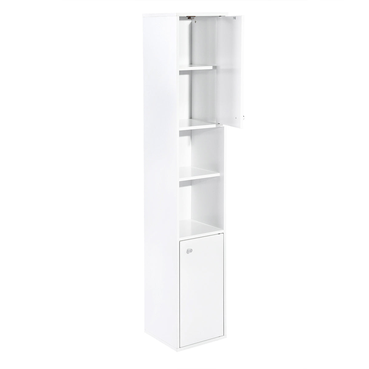 Rozier Tall Narrow Storage Cabinet With Doors and Shelves Space Saving Floor Cabinet for Bathroom Living Room Home Office