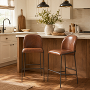 Ronda 29" Curved Back Metal Upholstered Bar Stools Set of 2