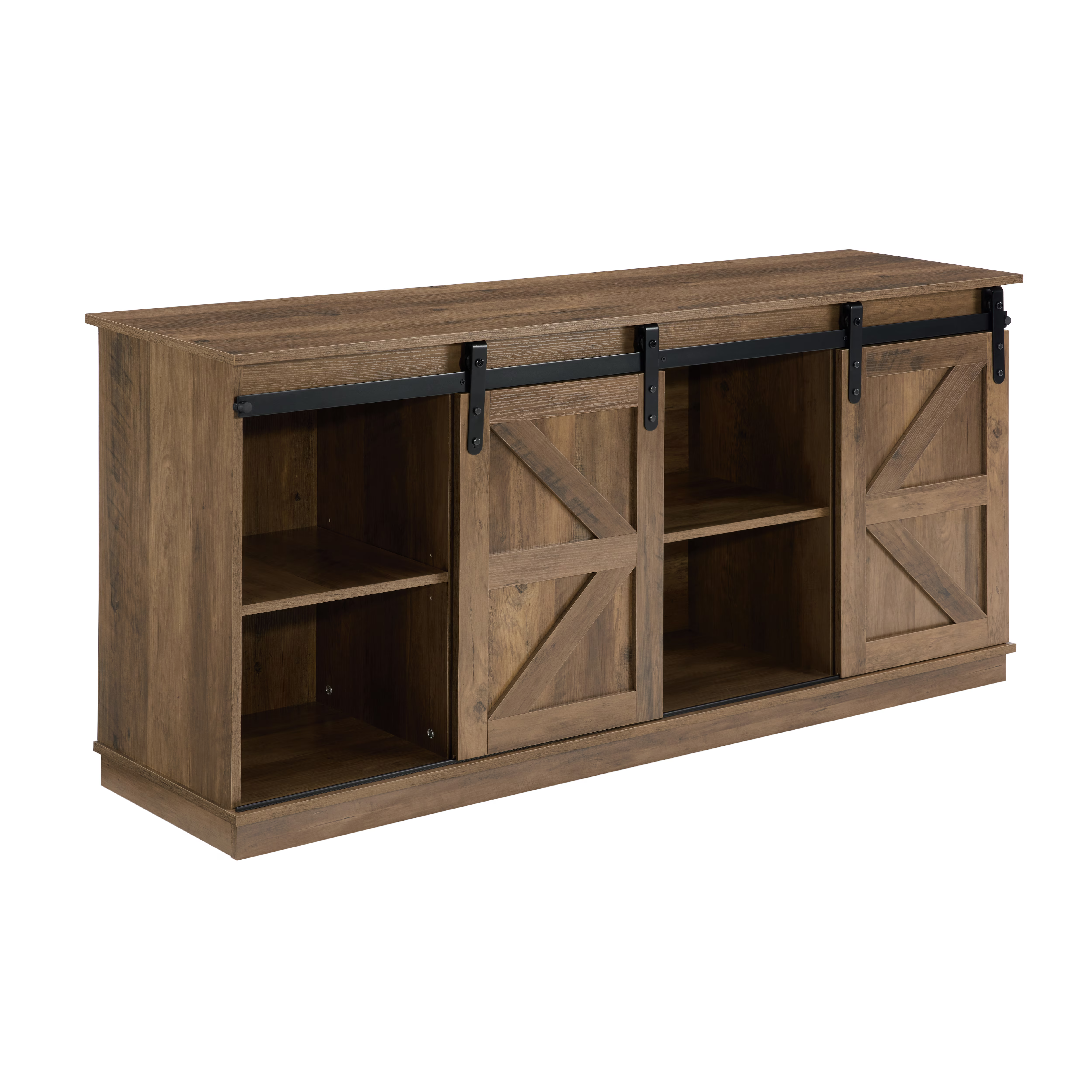 Antwerp 58" Farmhouse TV Stand with Sliding Barn Doors in Rustic Brow