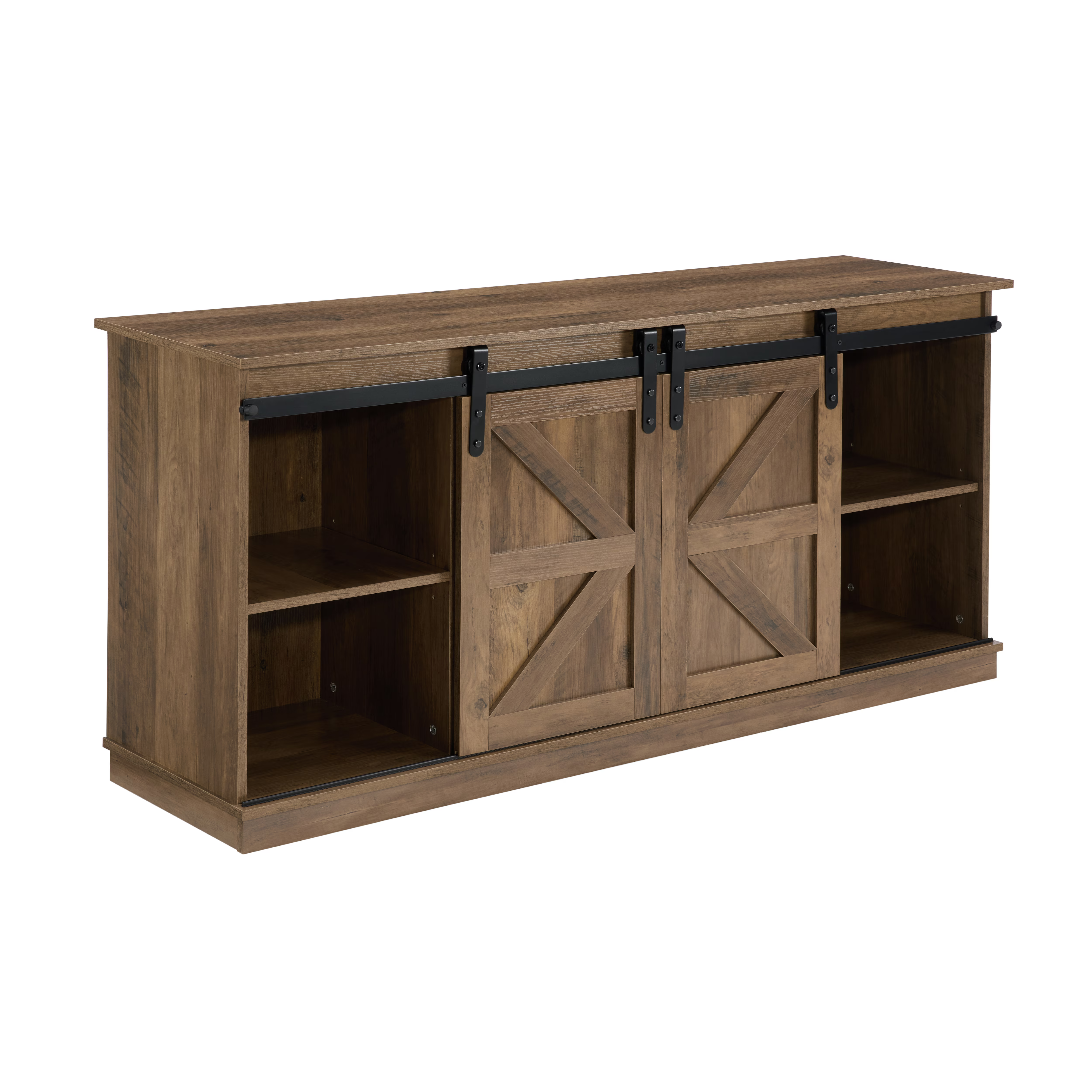 Antwerp 58" Farmhouse TV Stand with Sliding Barn Doors in Rustic Brow
