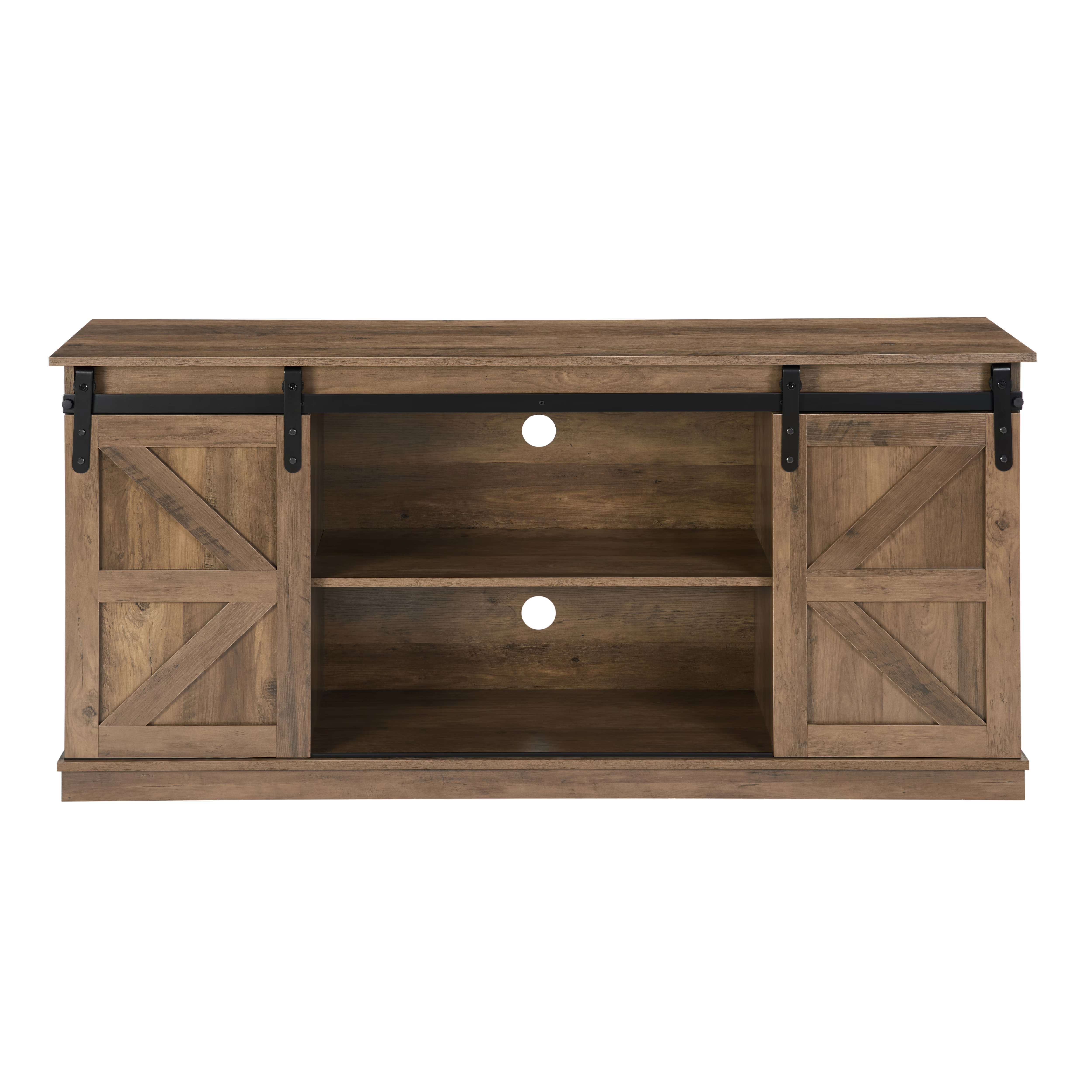 Antwerp 58" Farmhouse TV Stand with Sliding Barn Doors in Rustic Brow