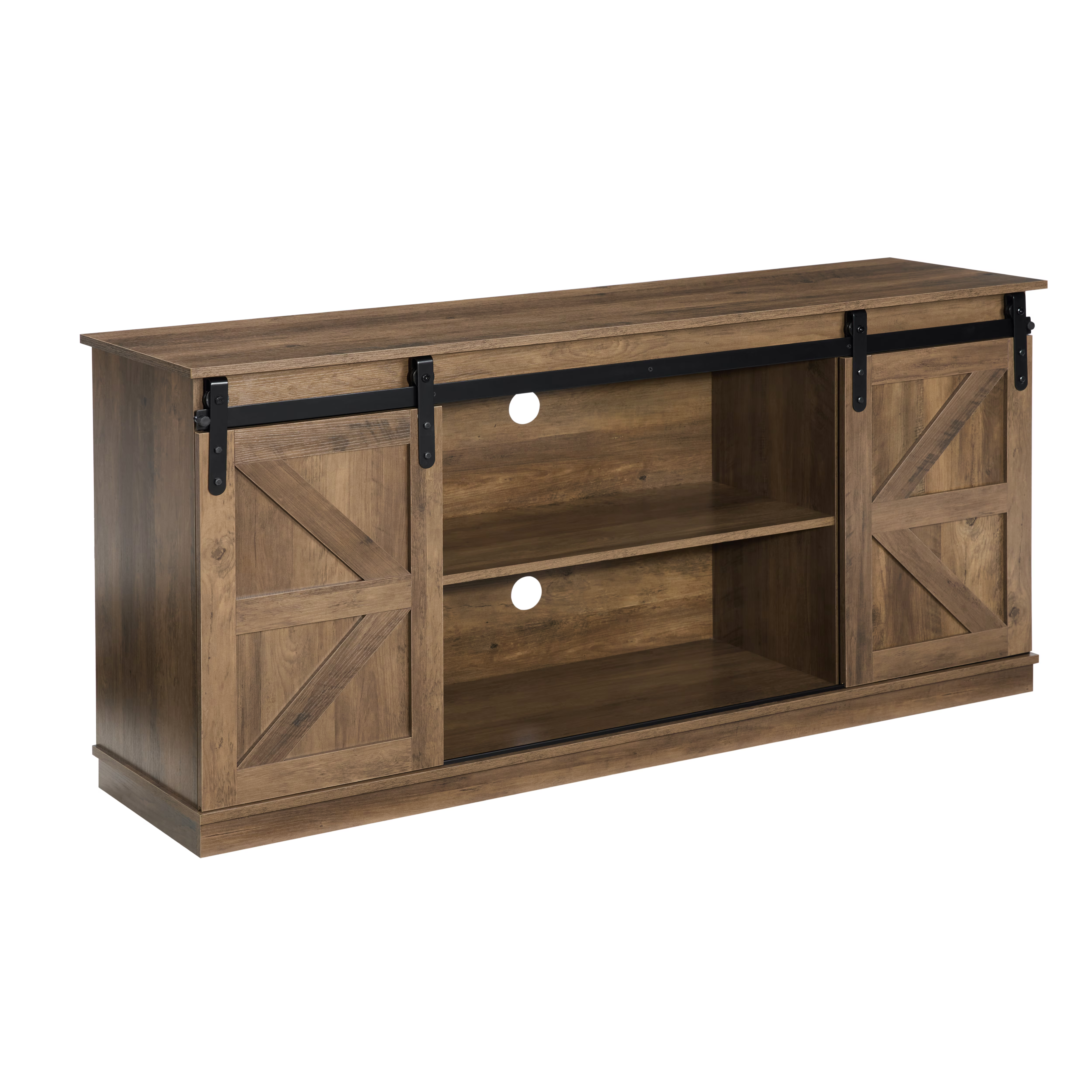 Antwerp 58" Farmhouse TV Stand with Sliding Barn Doors in Rustic Brow