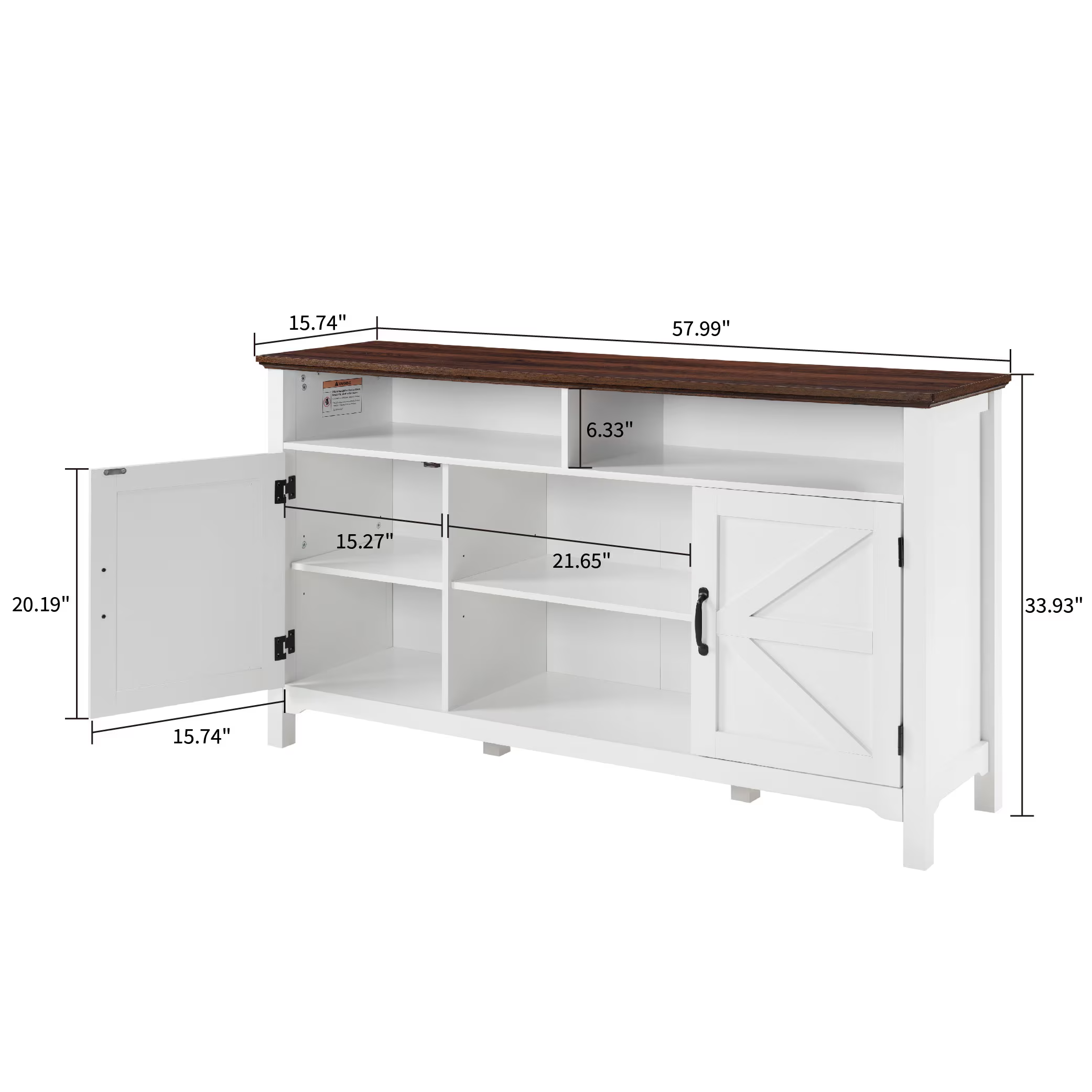 Trieste Modern Farmhouse TV Stand with Storage Cabinets