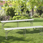 YIKA 72” Folding Bench Set of 2 Portable Plastic Seating White