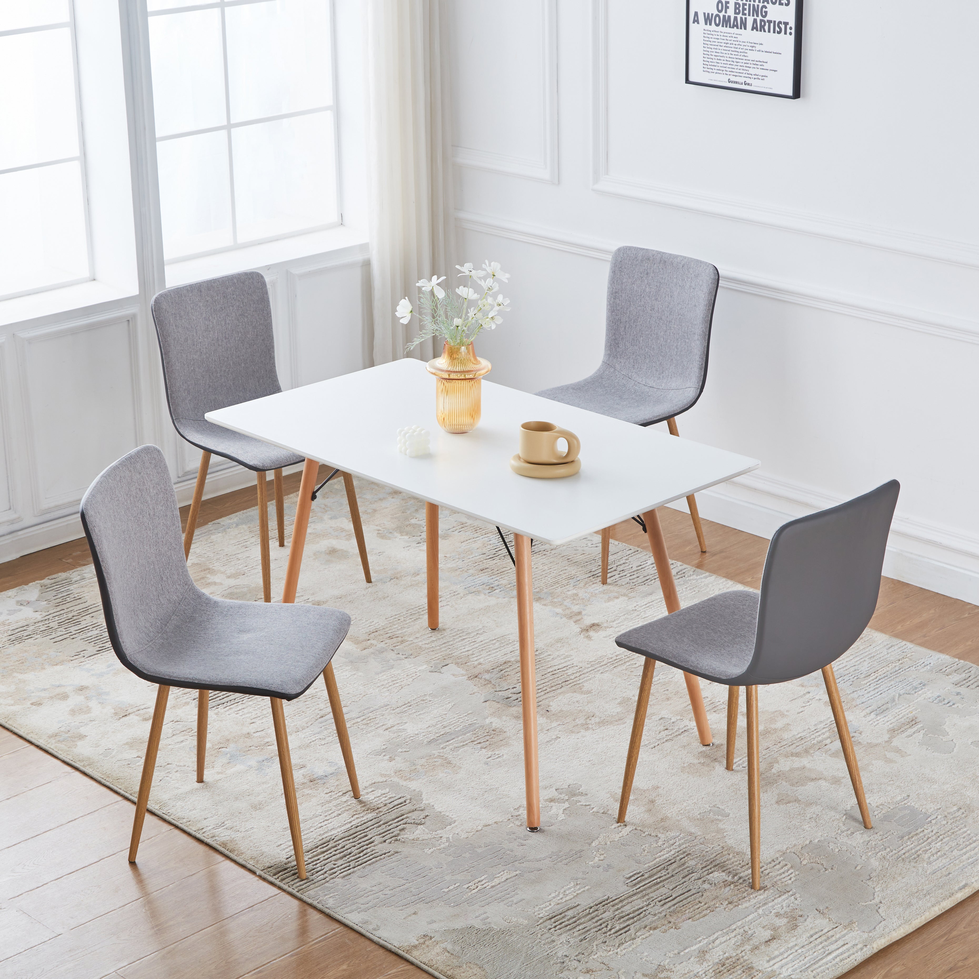 Scargill Set of 4 Modern Upholstered Dining Chairs with Metal Legs
