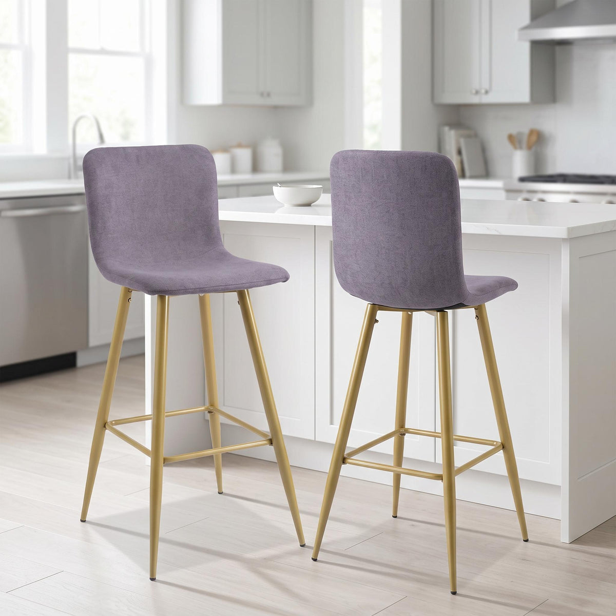 Homy Casa SCARGILL 30" Swivel Bar Stool, Dark Grey with Gold Legs Open Box