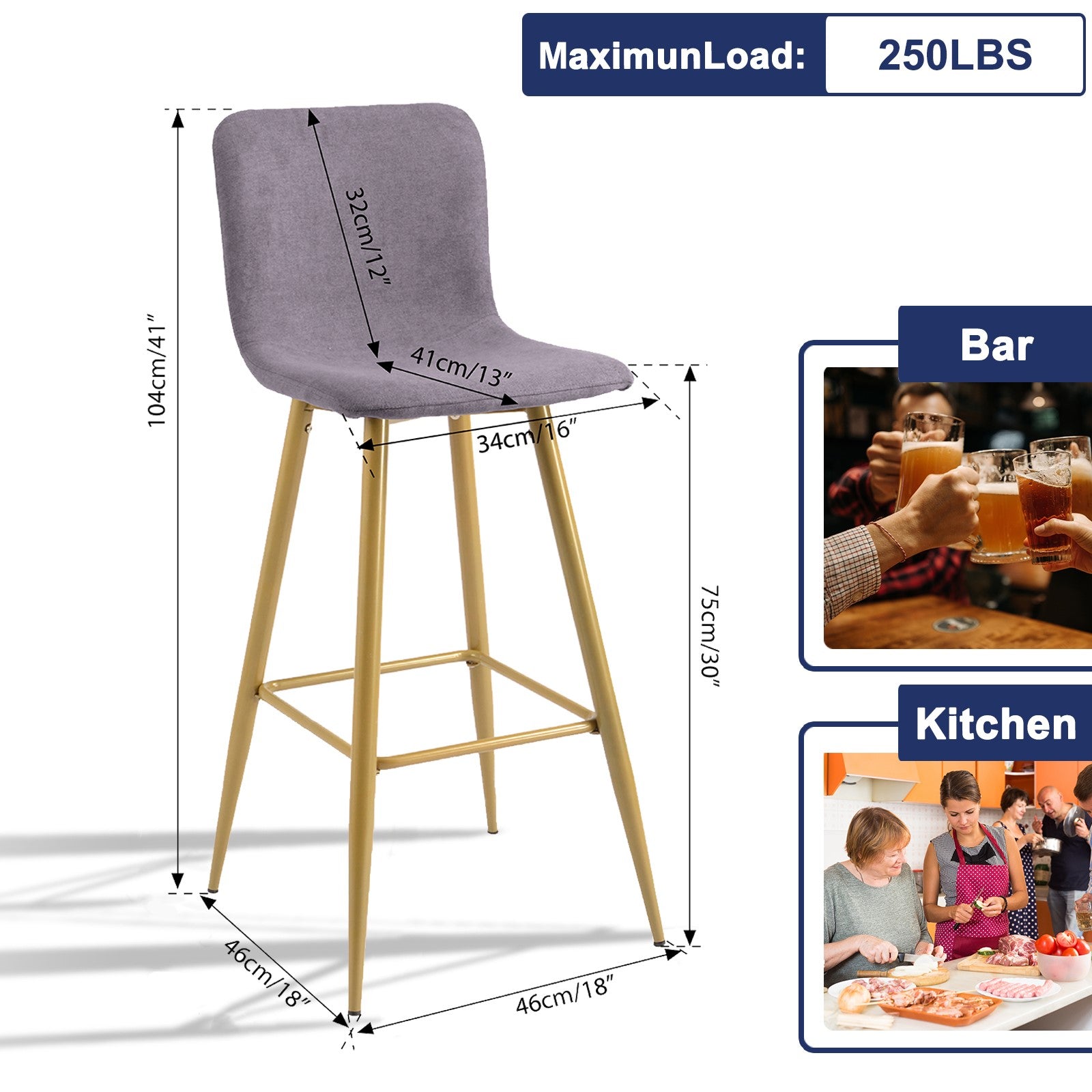 Scargill Upholstered Counter & Bar Height Bar Stools Set of 2