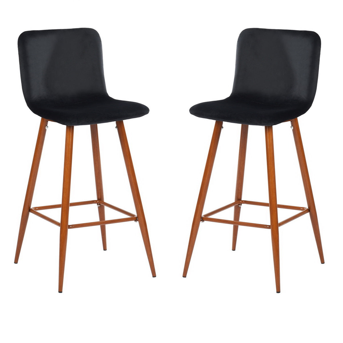 Homy Casa SCARGILL BAR VELVET BLACK 16.54" L x 19.49" W x 39.37" H Bar Stool Chair