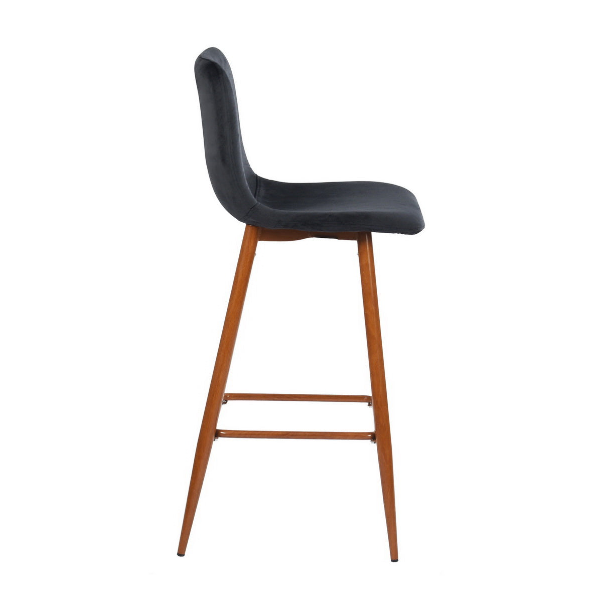 Homy Casa SCARGILL BAR VELVET BLACK 16.54" L x 19.49" W x 39.37" H Bar Stool Chair