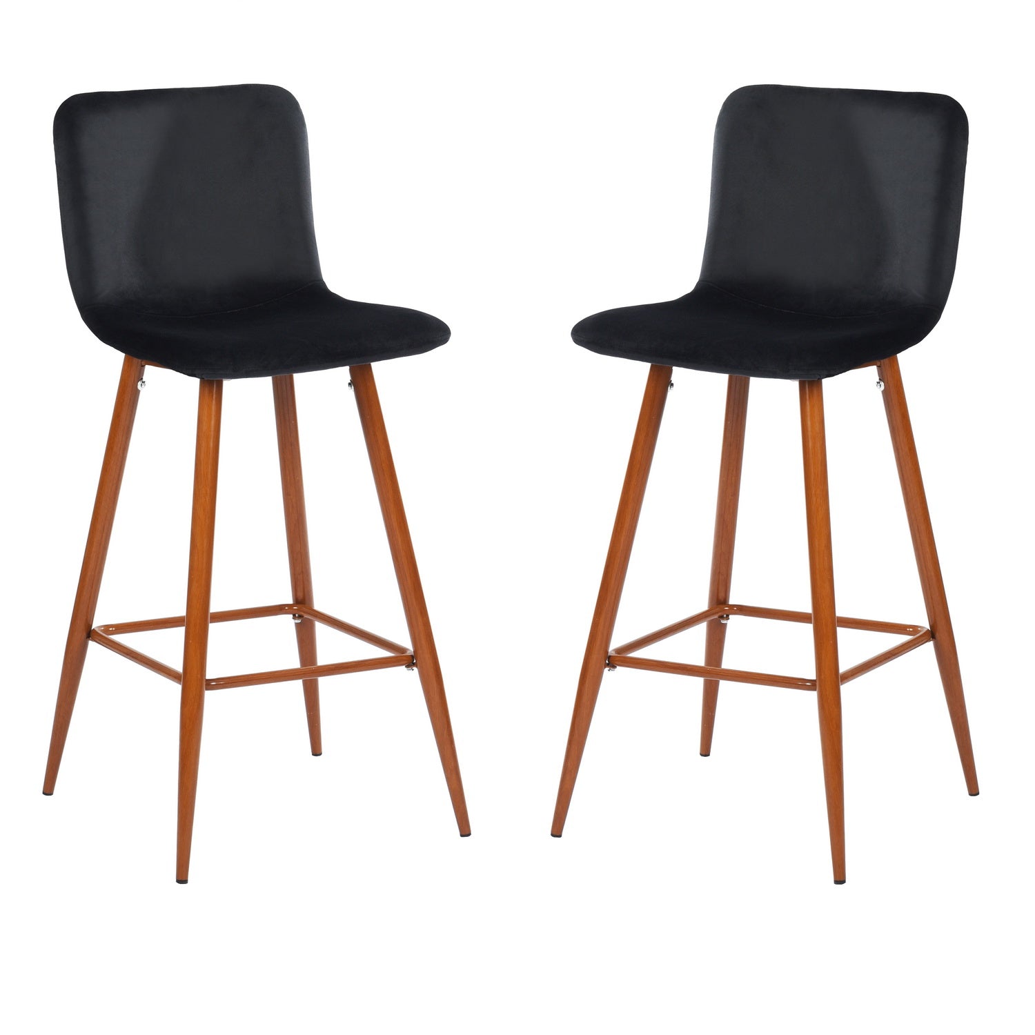 Homy Casa SCARGILL 2PC 29” VELVET BLACK Bar Stool for Home and Workspace Open Box