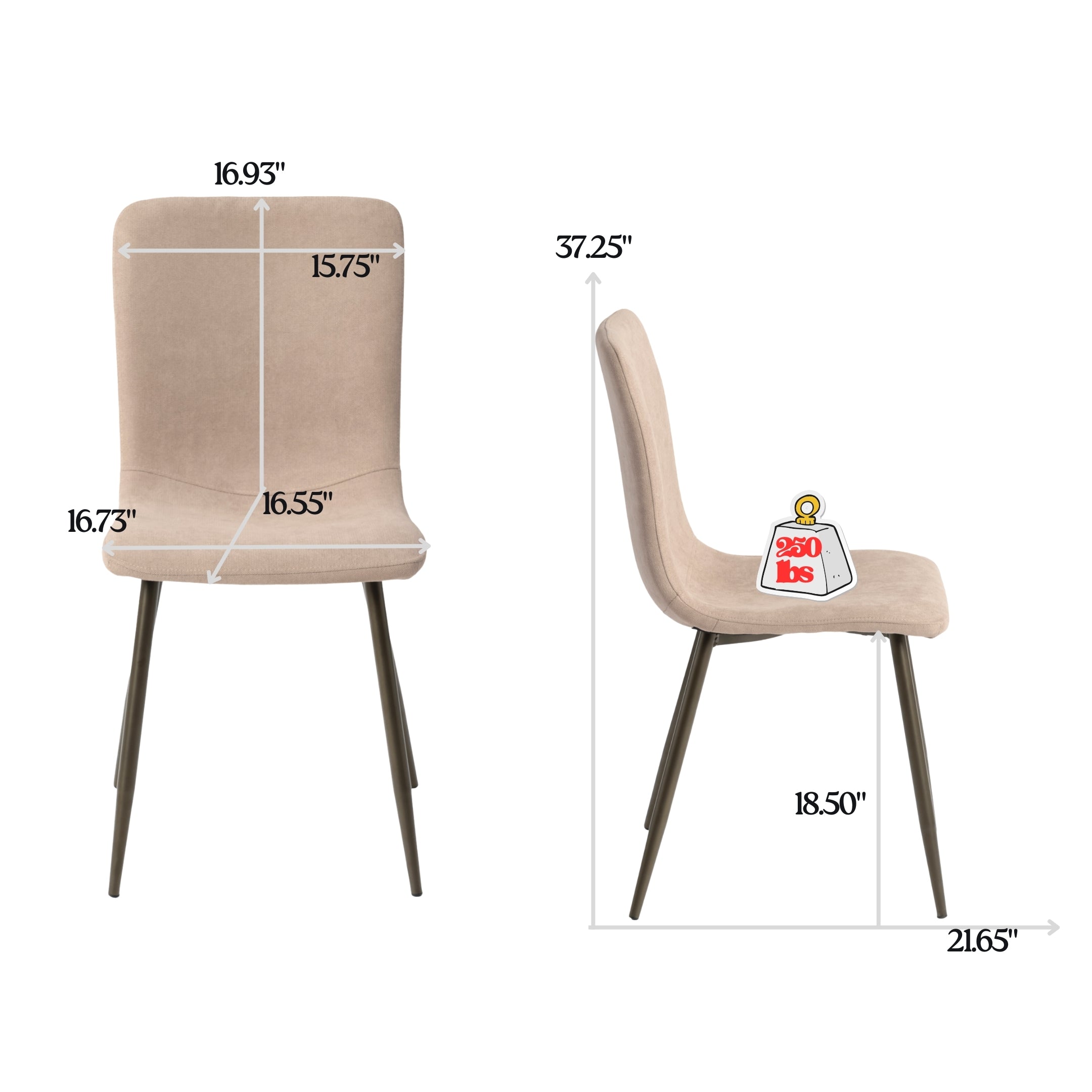 Homy Casa SCARGILL 4PC Beige Oak Leg Dining Chair Entrance Chair