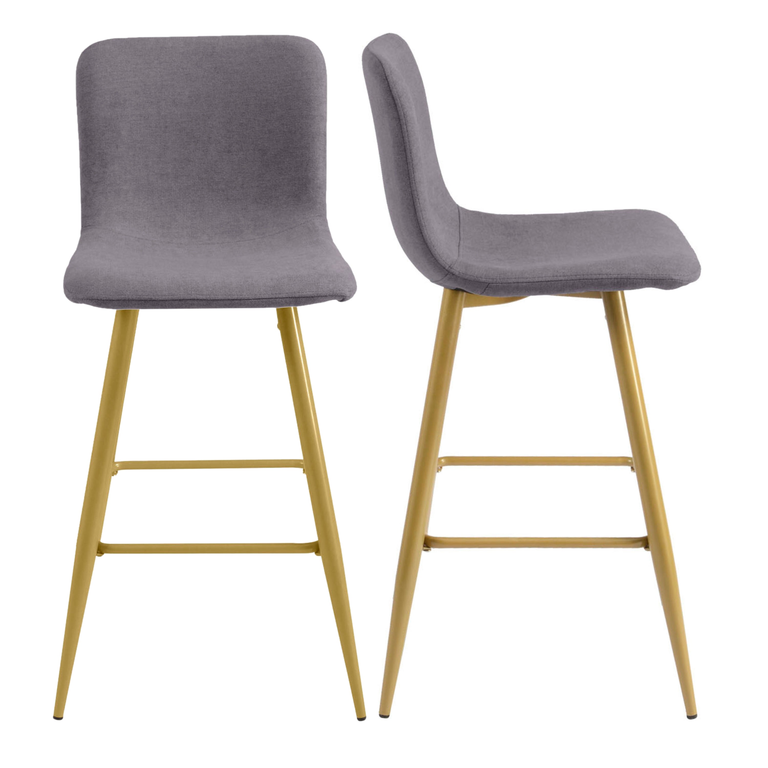 Homy Casa SCARGILL Counter Bar Stool Dark Grey Gold Leg 16.54" x 19.49" x 35.83" Modern Seating Open Box