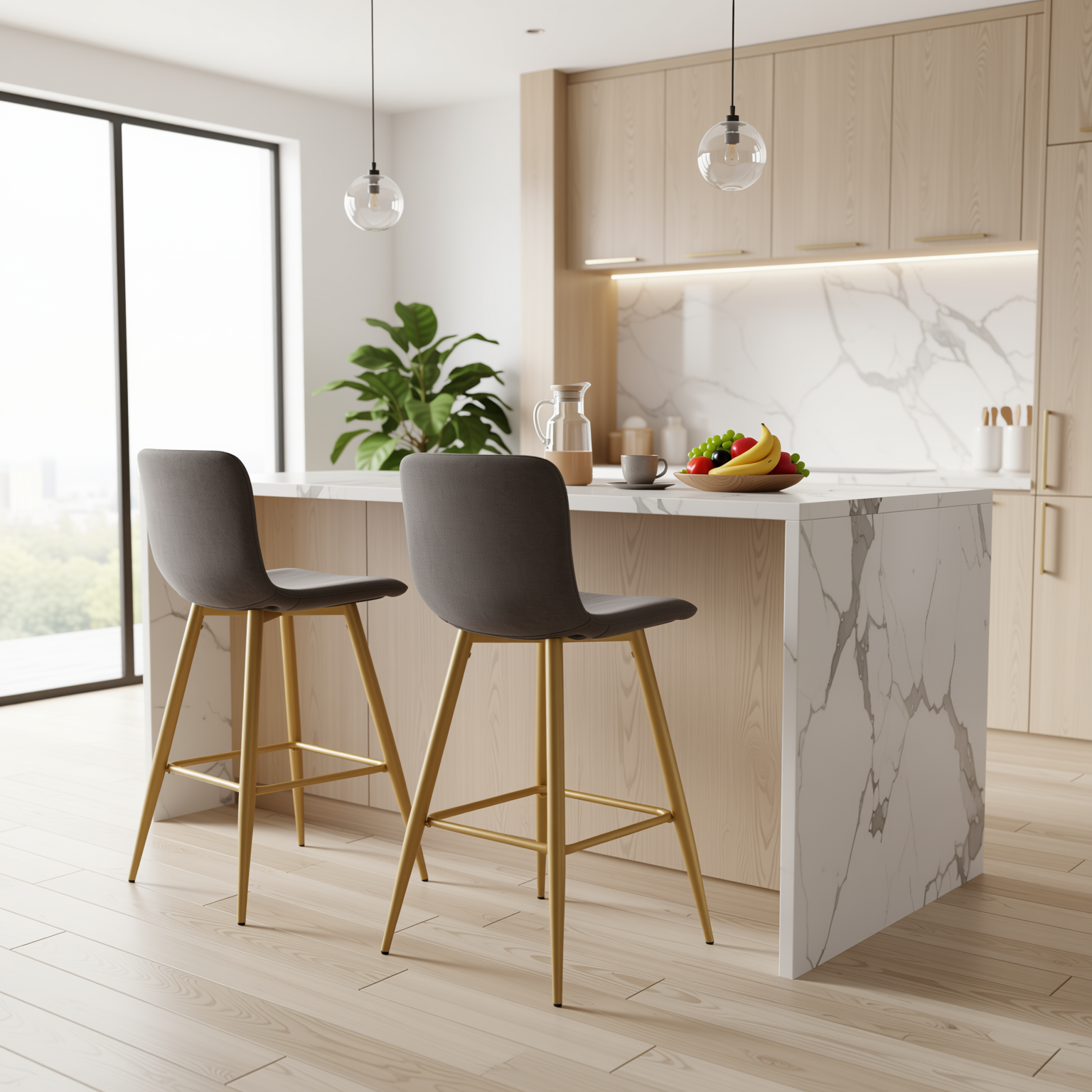 Scargill Upholstered Counter Height Bar Stools Set of 2