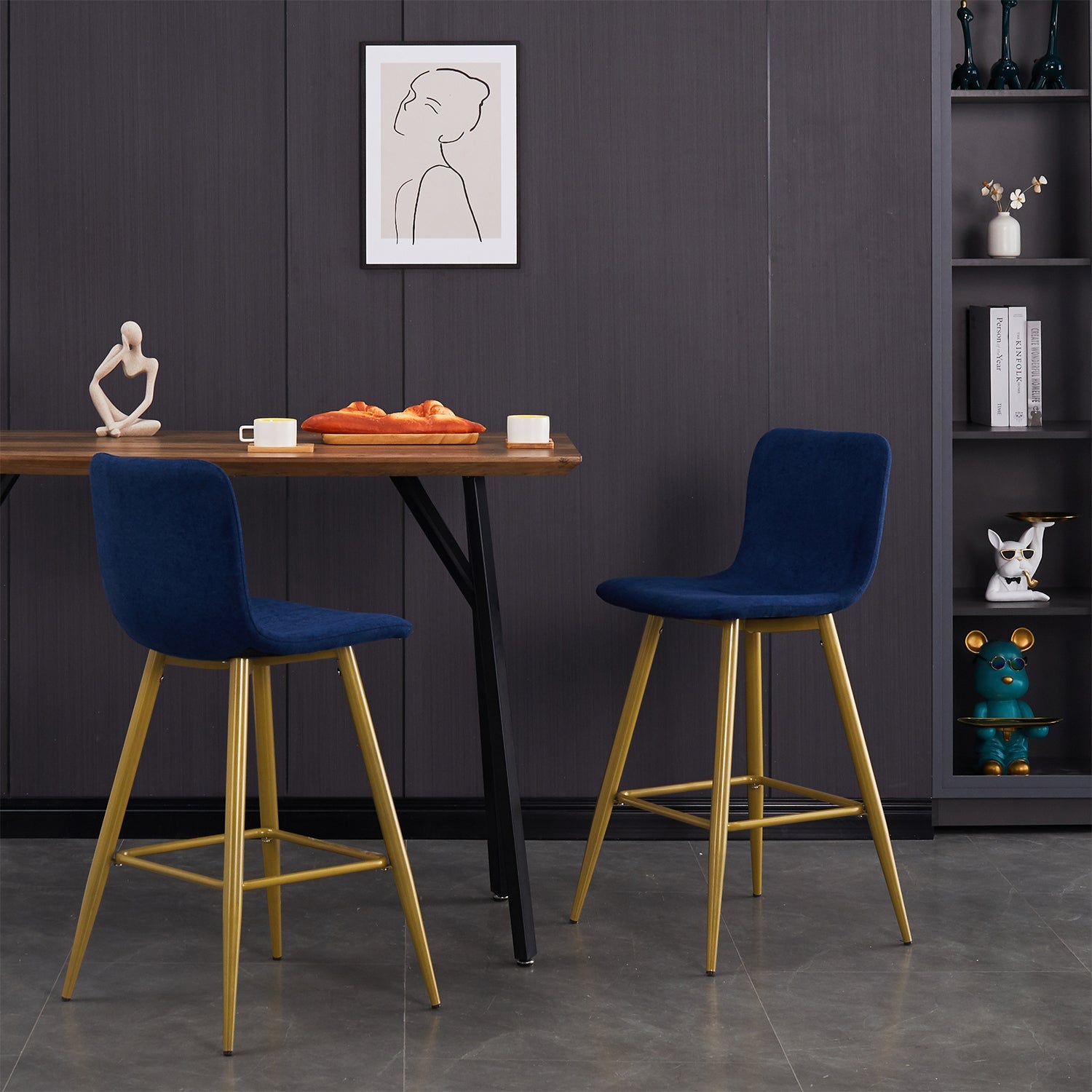26'' Upholstered Counter Height Bar Stools Set of 2 with Back - HomyCasa