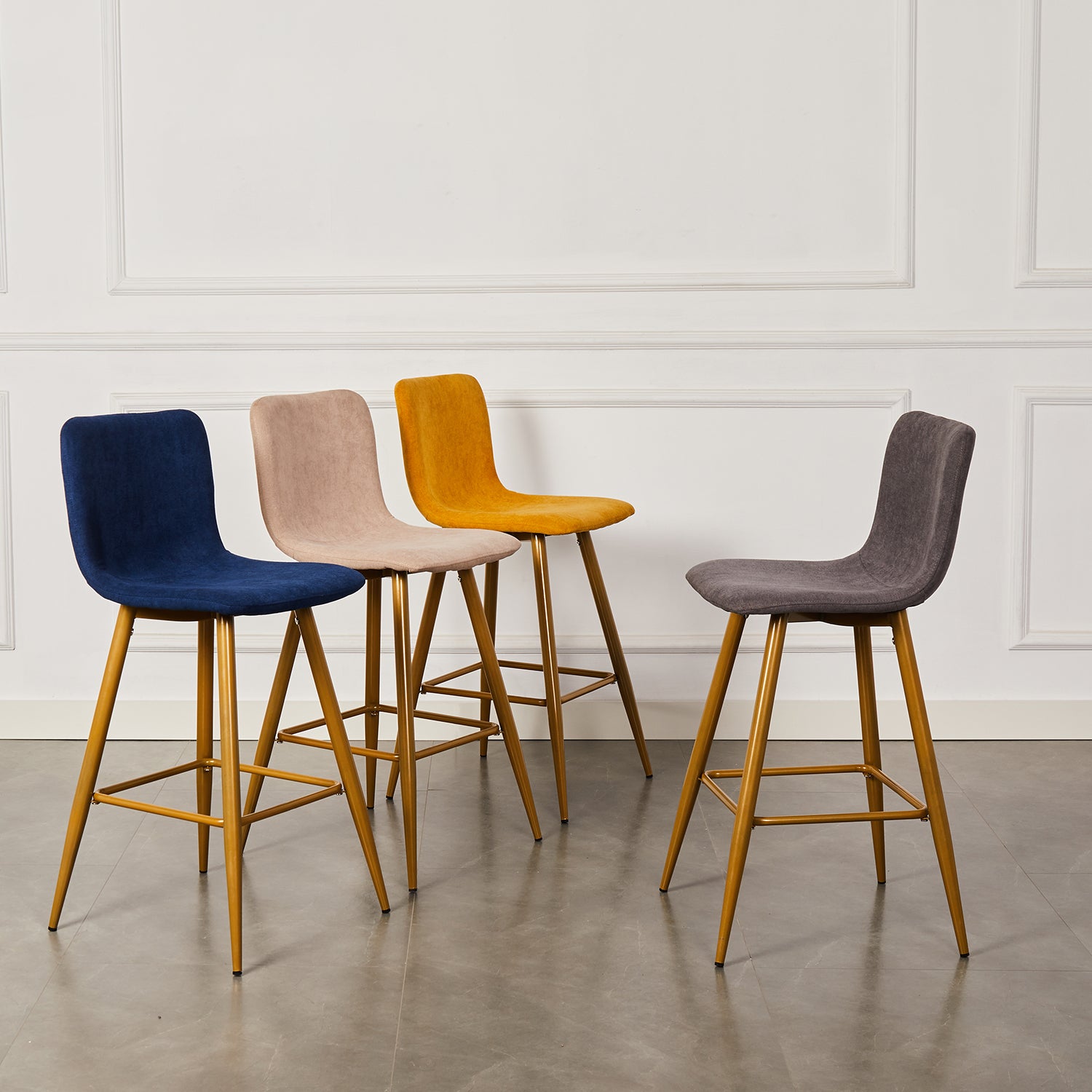 Homy Casa Scargill 2PC Upholstered Bar Height Bar Stools in Dark Blue Open Box