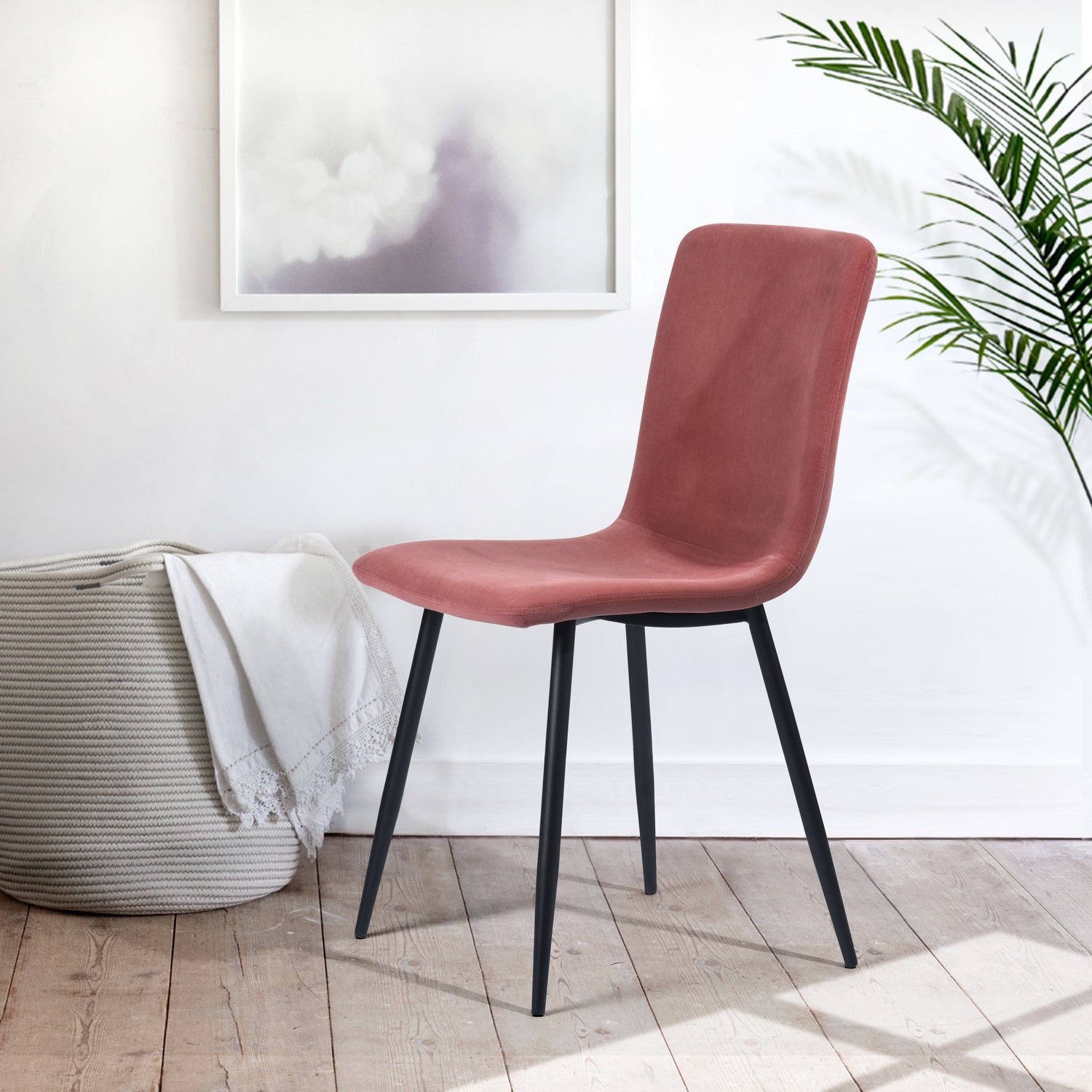 Homy Casa SCARGILL 4PC Velvet Rose Dining Chair Open Box