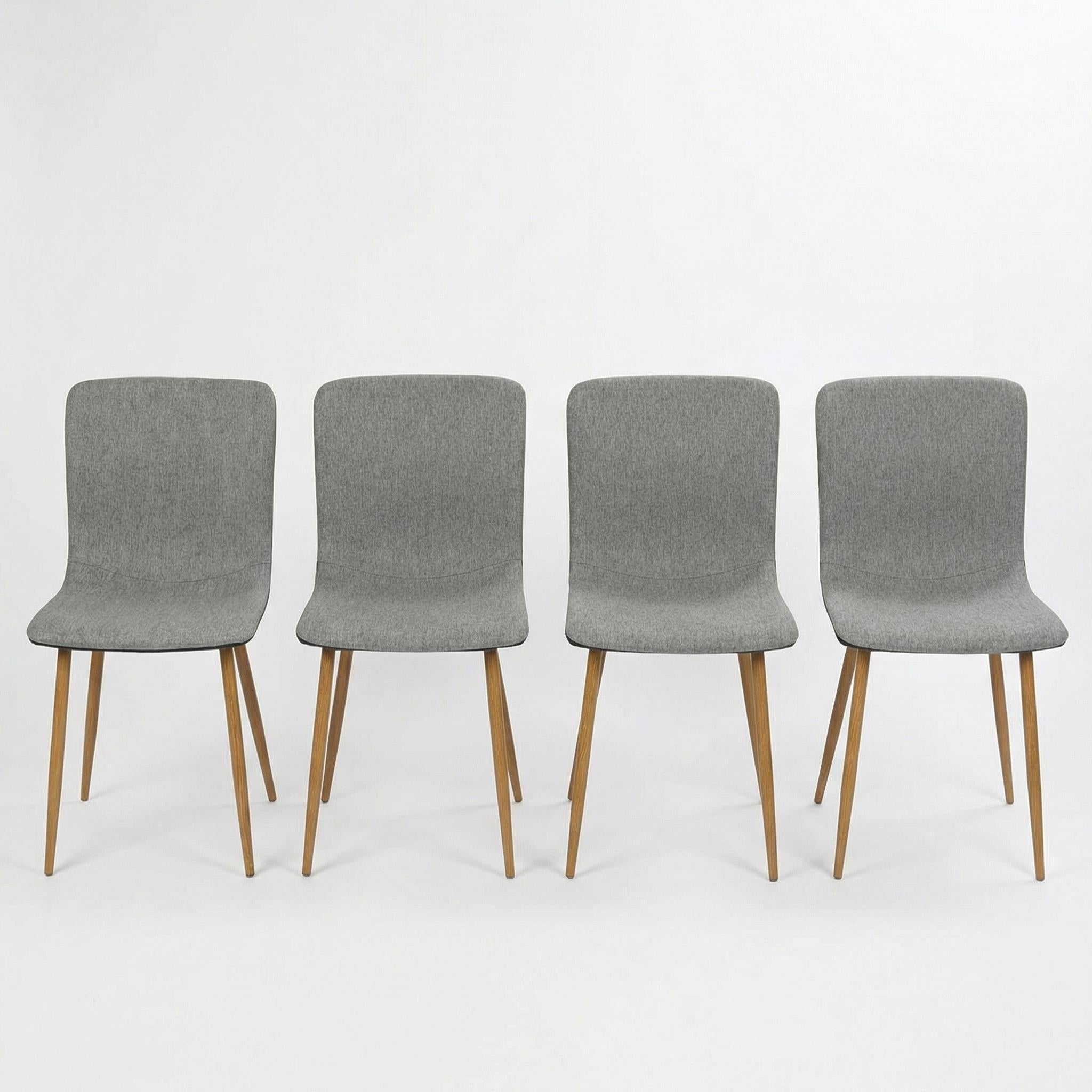 Homy Casa SCARGILL 4PC Grey Oak Leg Dining Chair, Modern Industrial Upholstered Kitchen Chairs