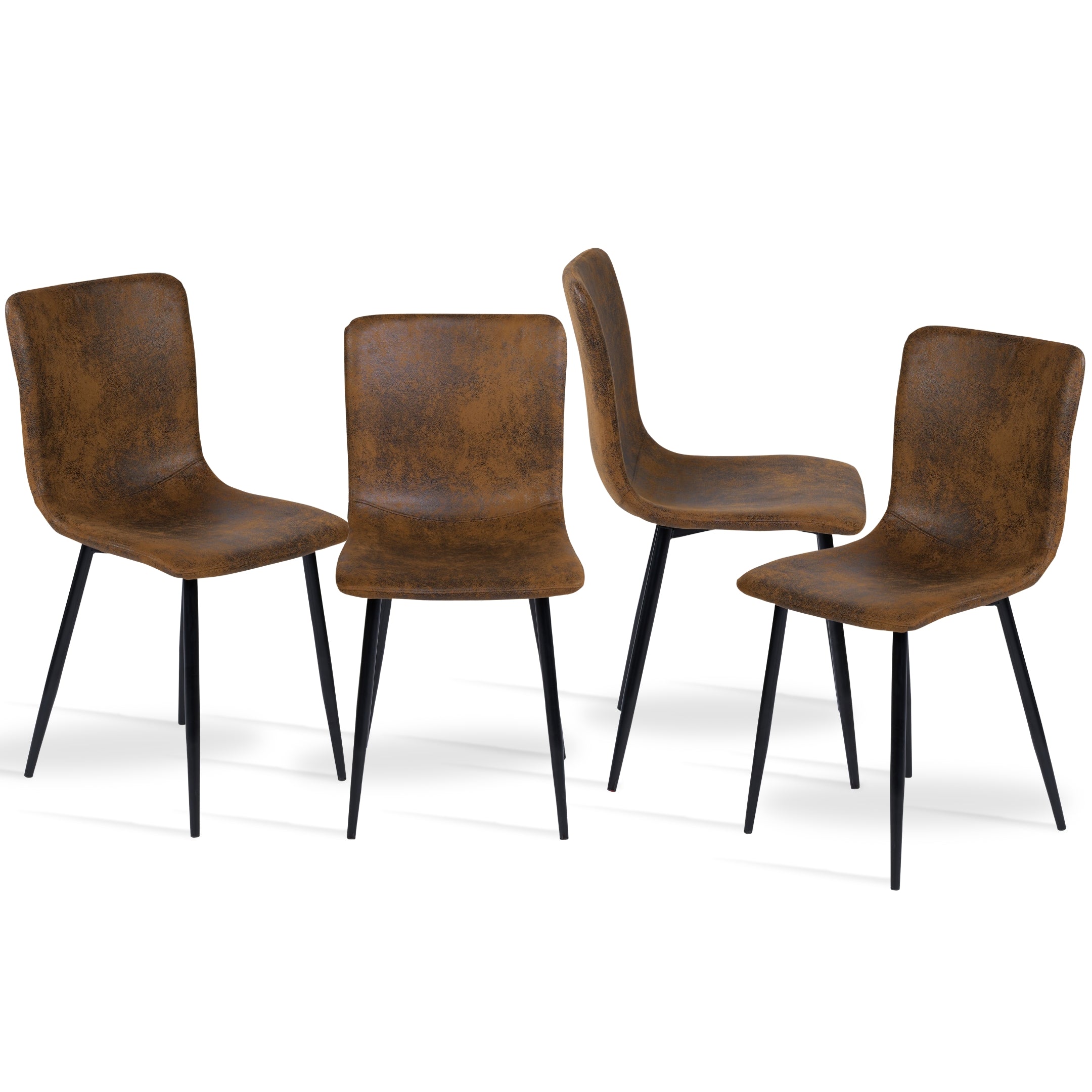 Homy Casa SCARGILL 4PC Dining Chairs Set in Suede Brown