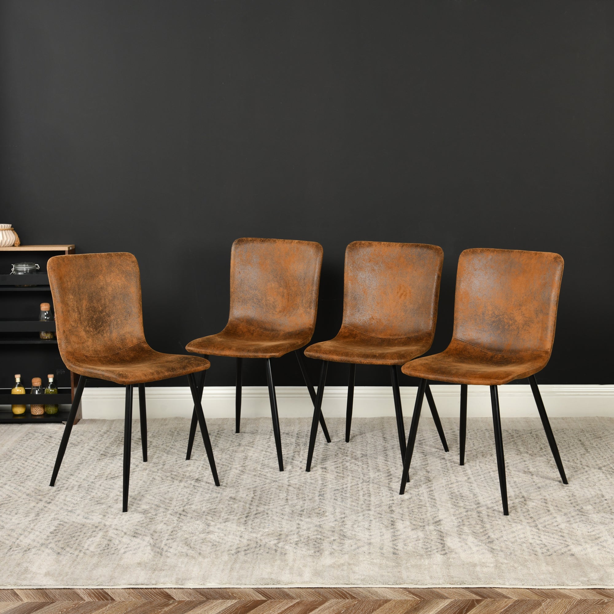 Scargill Set of 4 Modern Upholstered Dining Chairs with Metal Legs