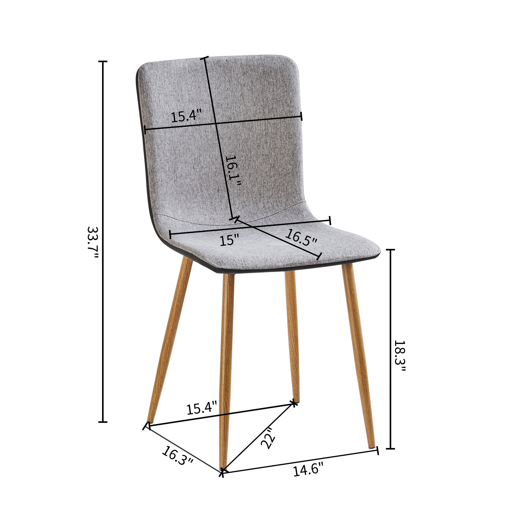 Homy Casa NIMBLE+SCARGILL 5PC Dining Set 70.9" Table with 4 SCARGILL Gray Fabric Dining Chairs, Black and Light Oak Finish Open Box