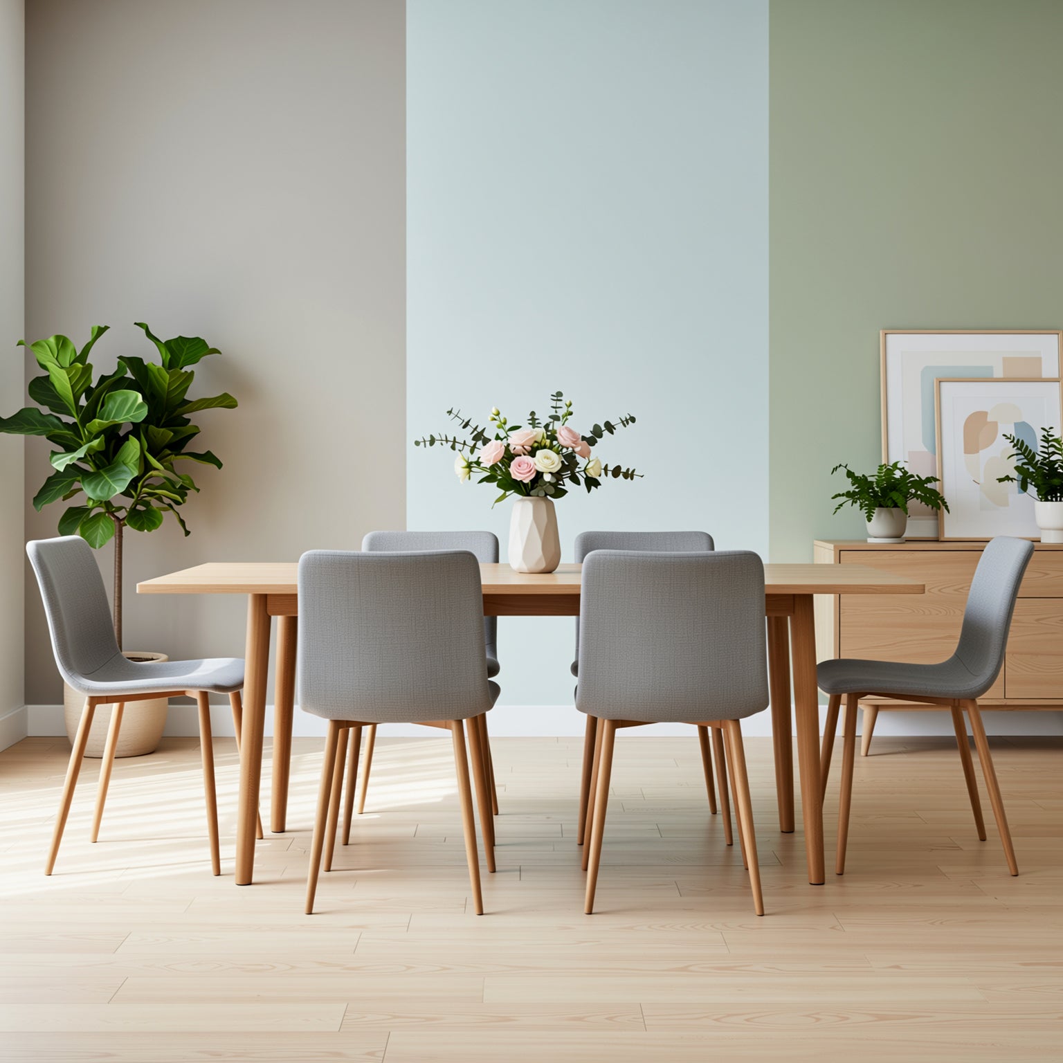 Scargill Set of 4 Modern Upholstered Dining Chairs with Metal Legs