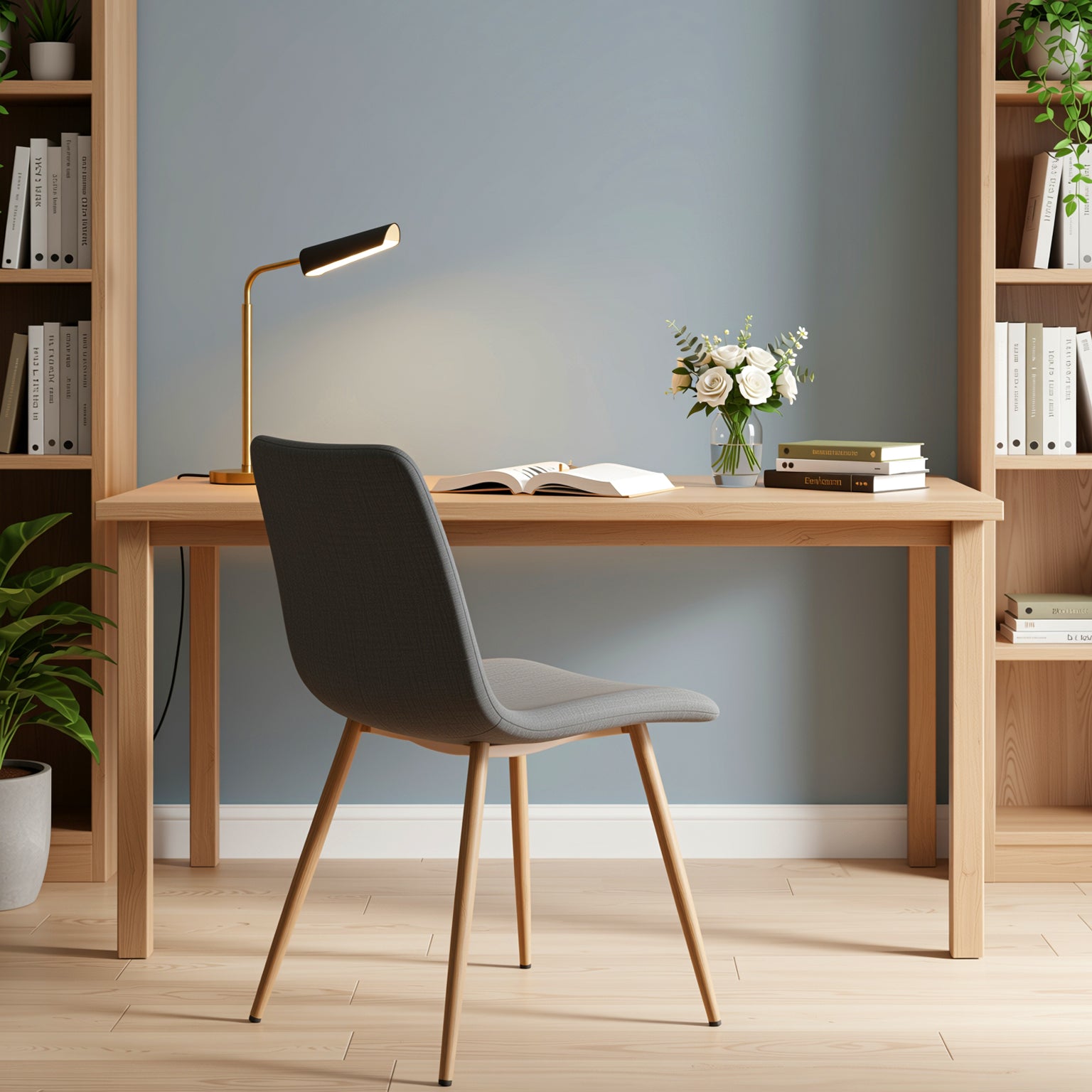 Scargill Set of 4 Modern Upholstered Dining Chairs with Metal Legs