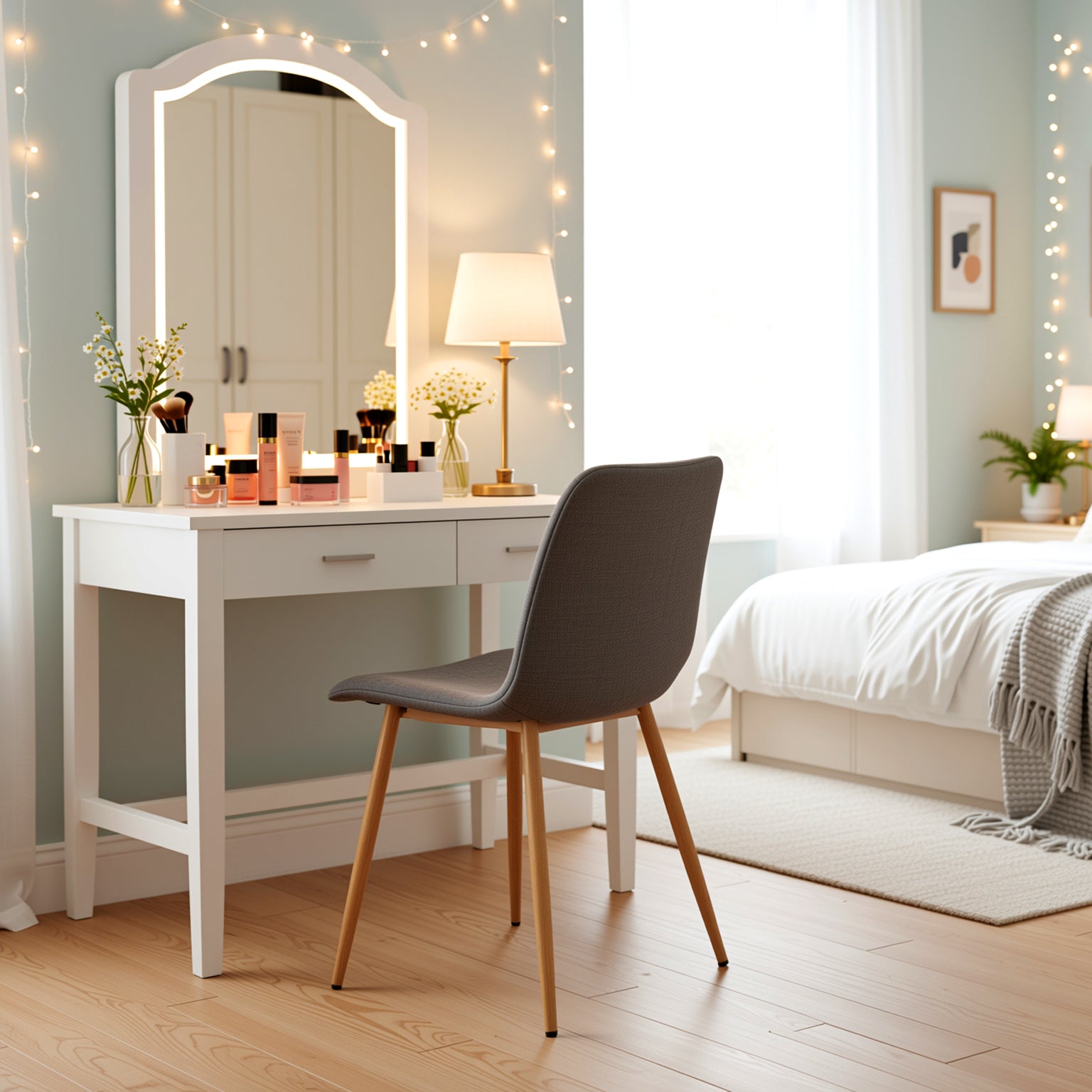 Scargill Set of 4 Modern Upholstered Dining Chairs with Metal Legs